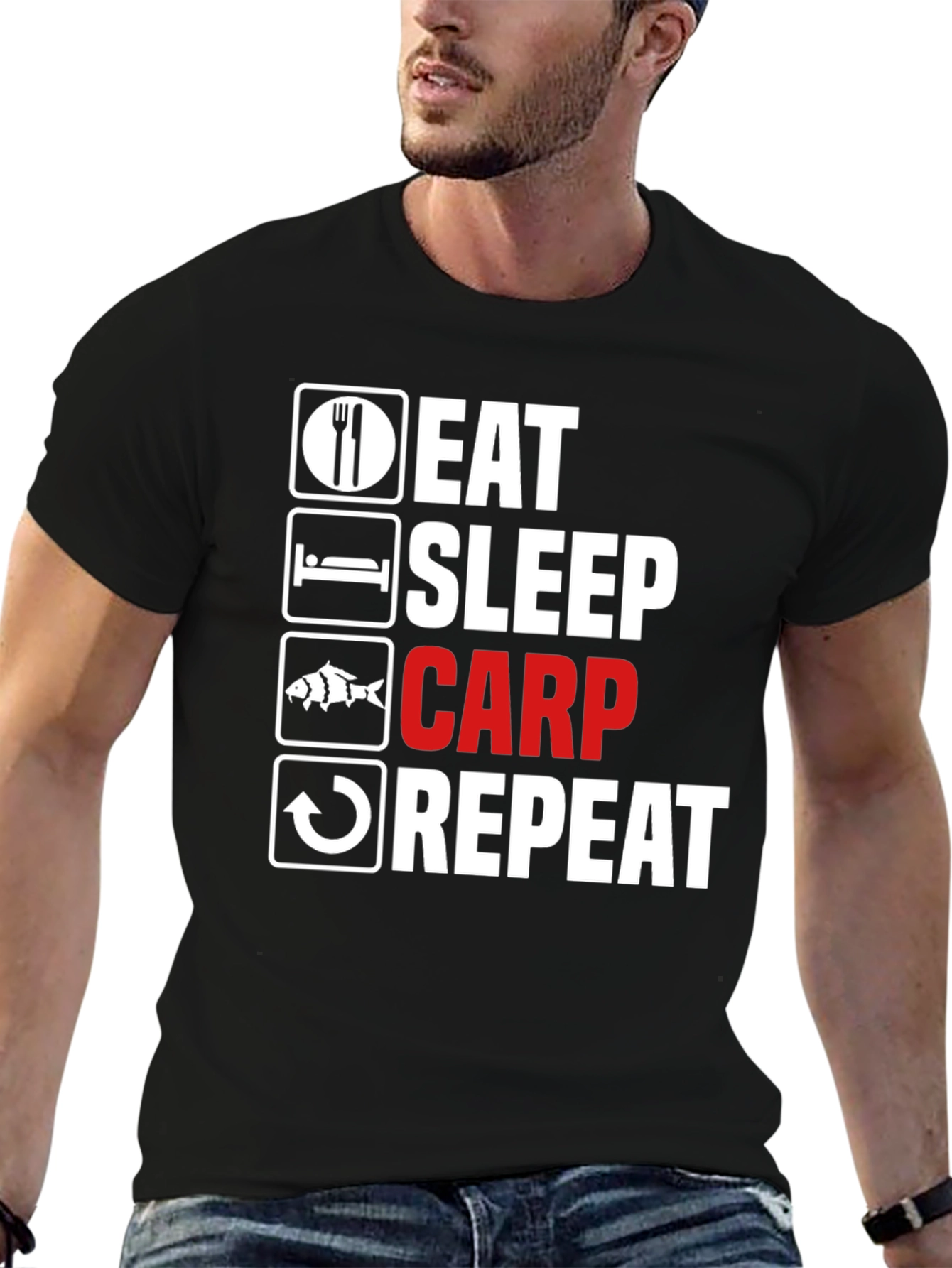 Eat Sleep Carp Repeat - Funny Fishing T-Shirt