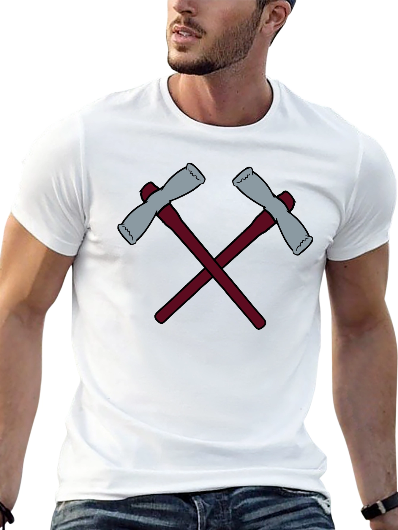 Crossed Axes Graphic Tee - Black Crew Neck
