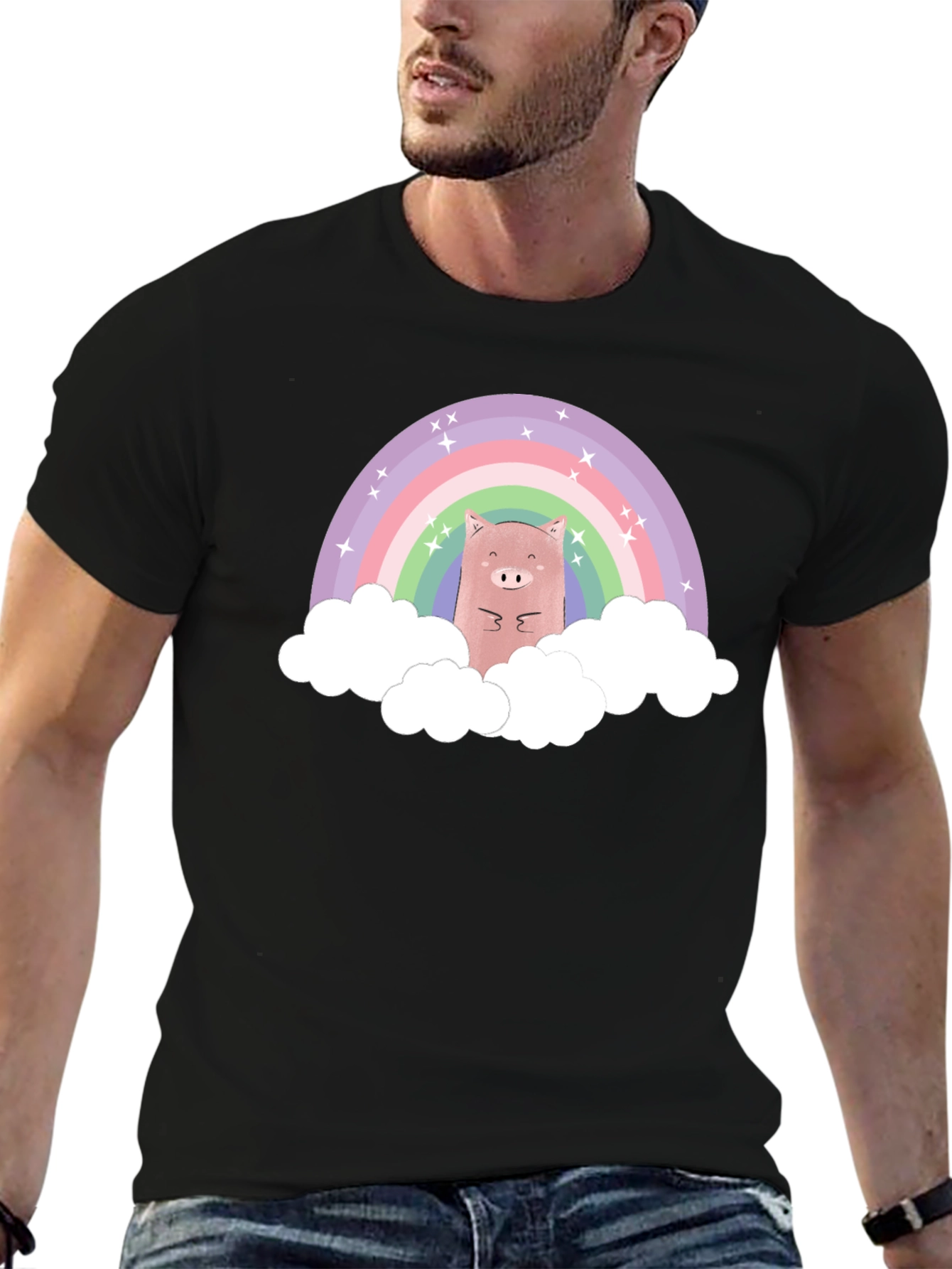 Rainbow Pig T-Shirt - Cute Cartoon Design