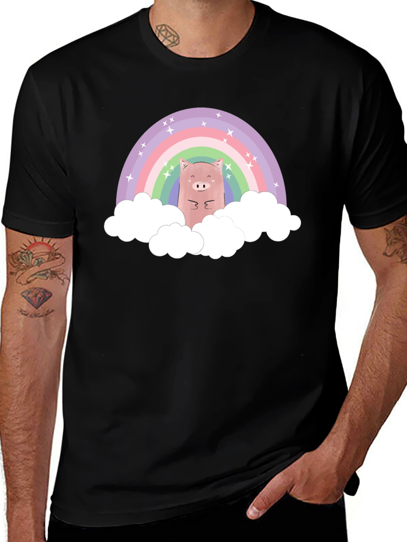 Rainbow Pig T-Shirt - Cute Cartoon Design