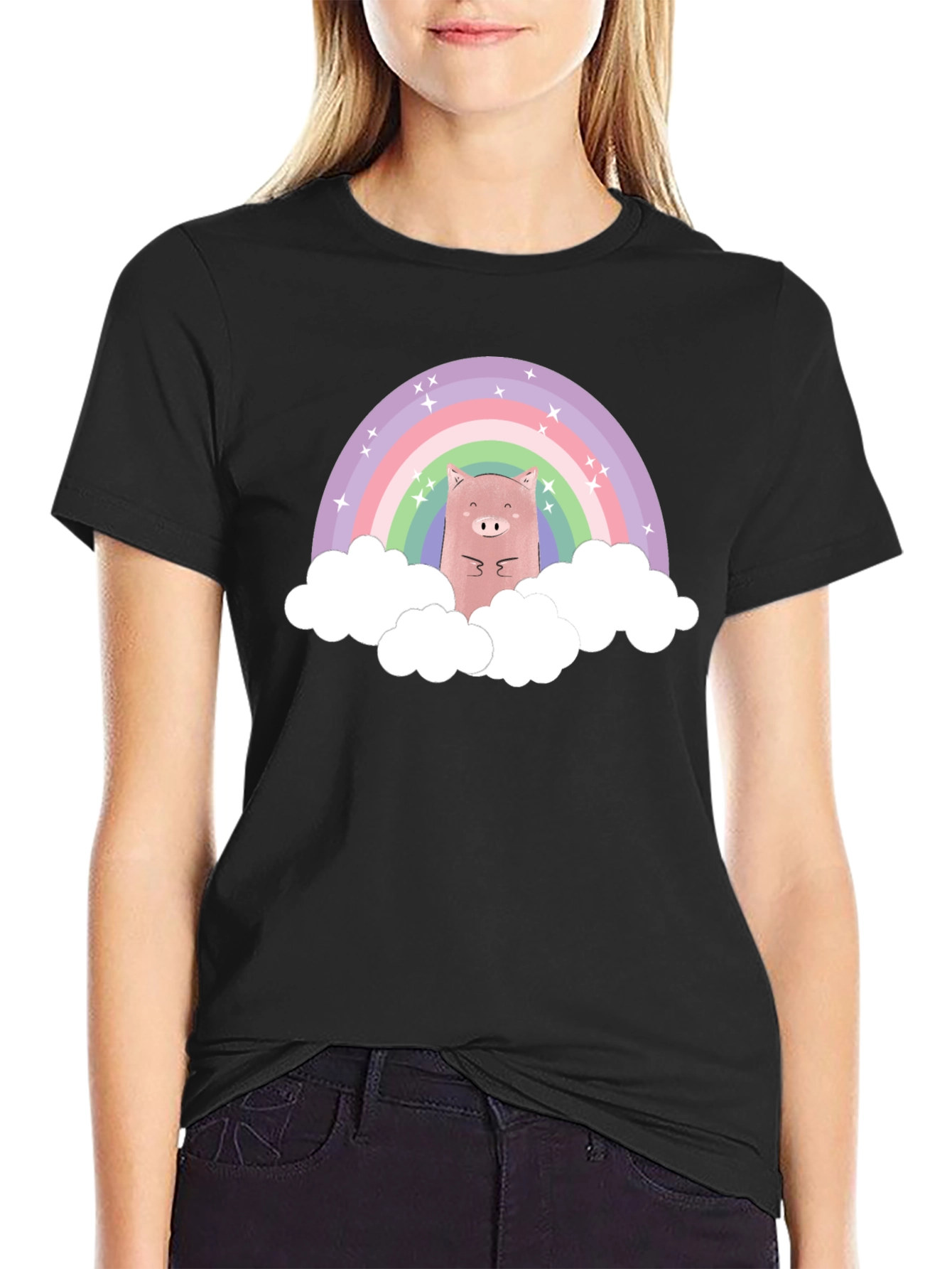 Rainbow Pig T-Shirt - Cute Cartoon Design