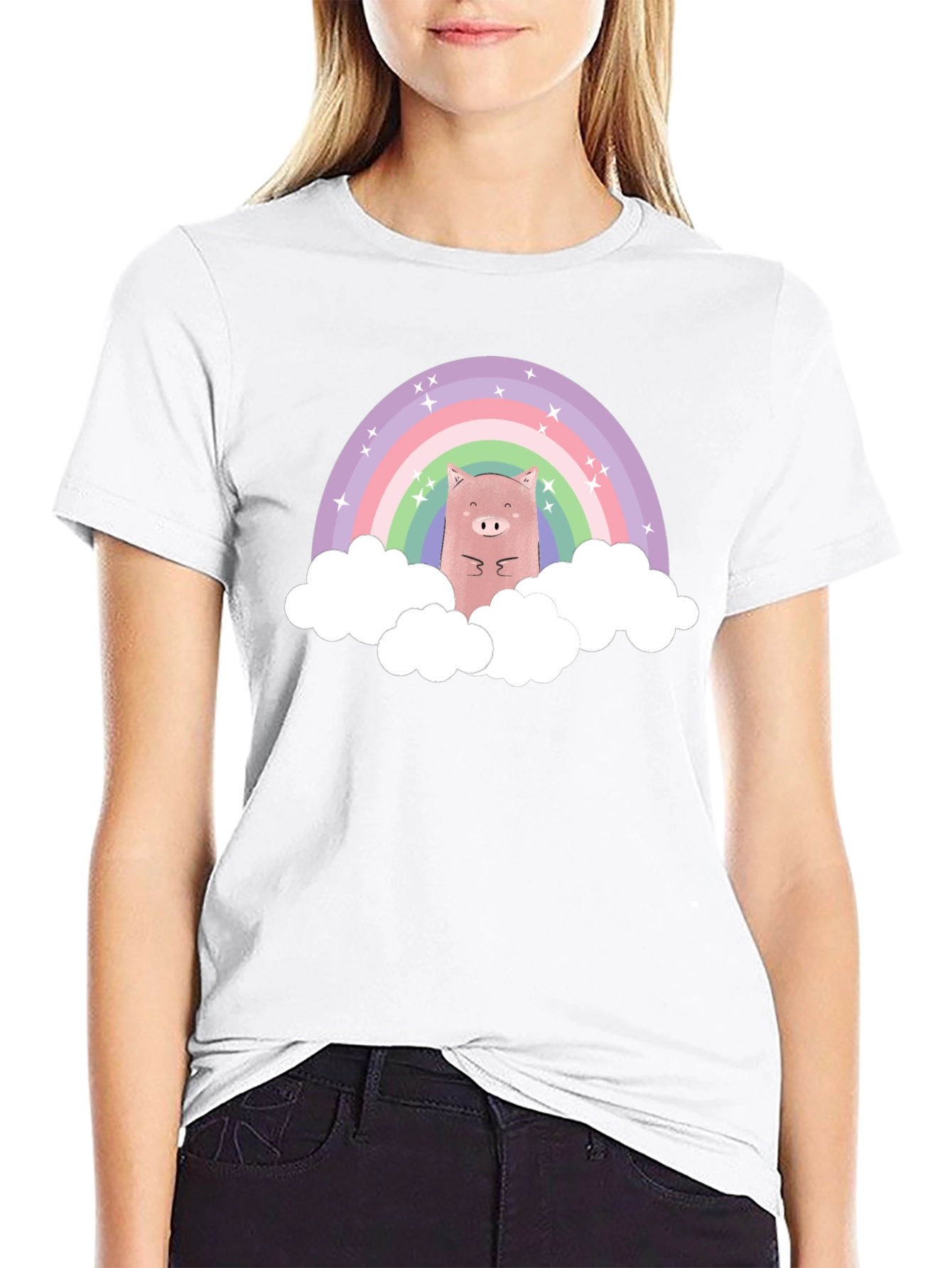 Rainbow Pig T-Shirt - Cute Cartoon Design