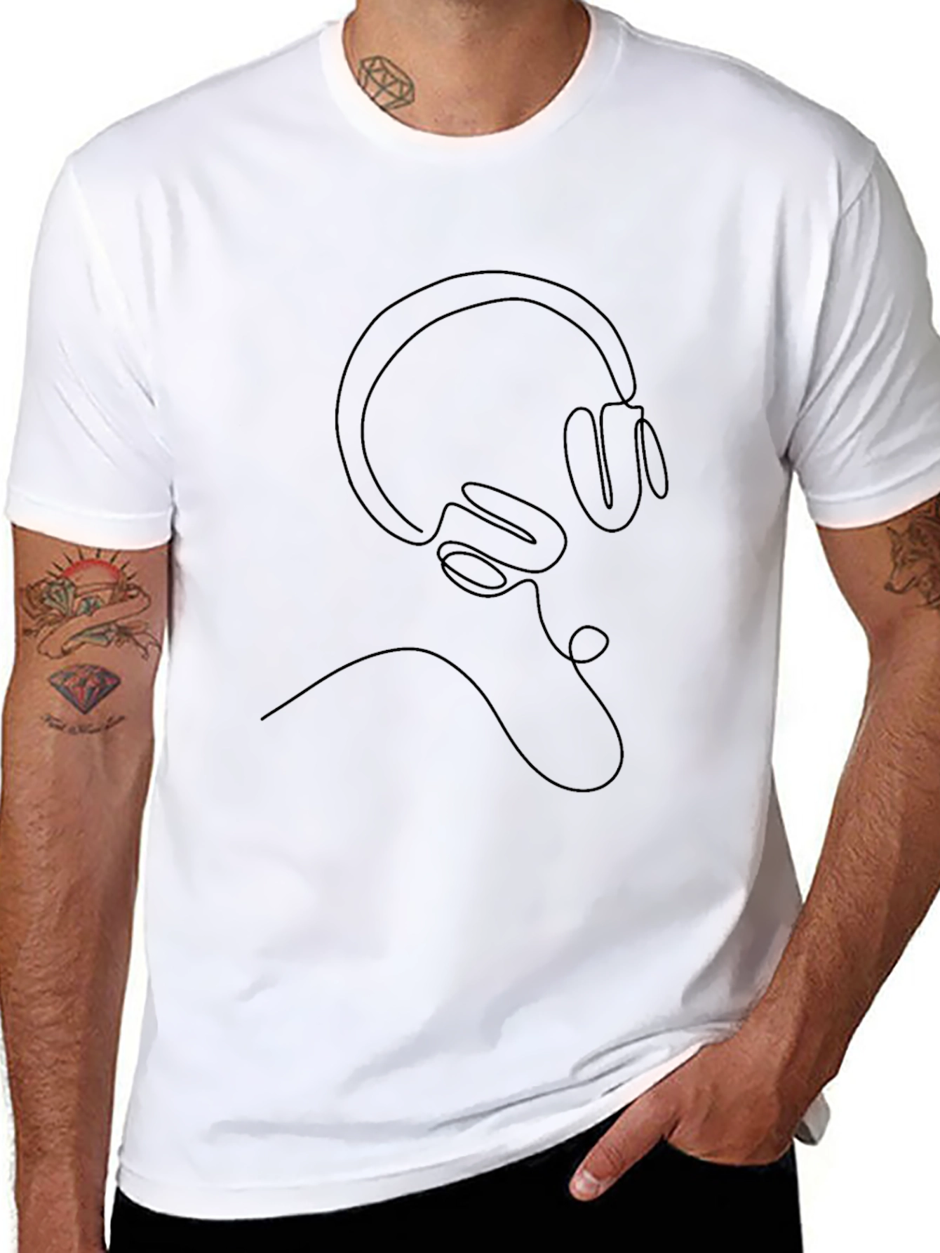 Minimalist Headphone Graphic Tee - Black
