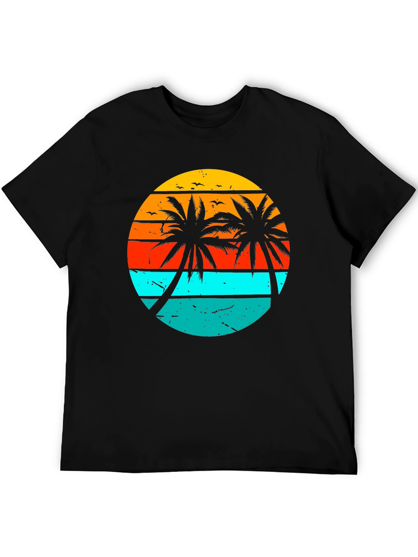 Retro Sunset Palm Tree Graphic T-Shirt