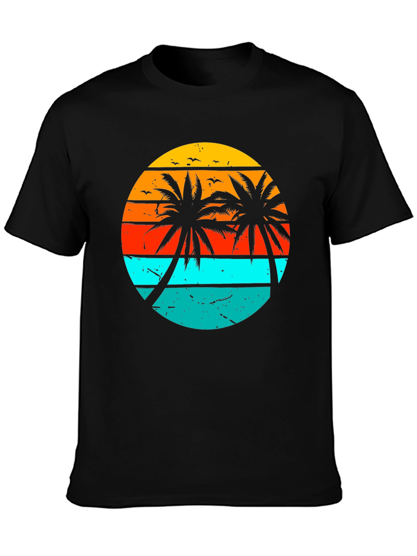 Retro Sunset Palm Tree Graphic T-Shirt