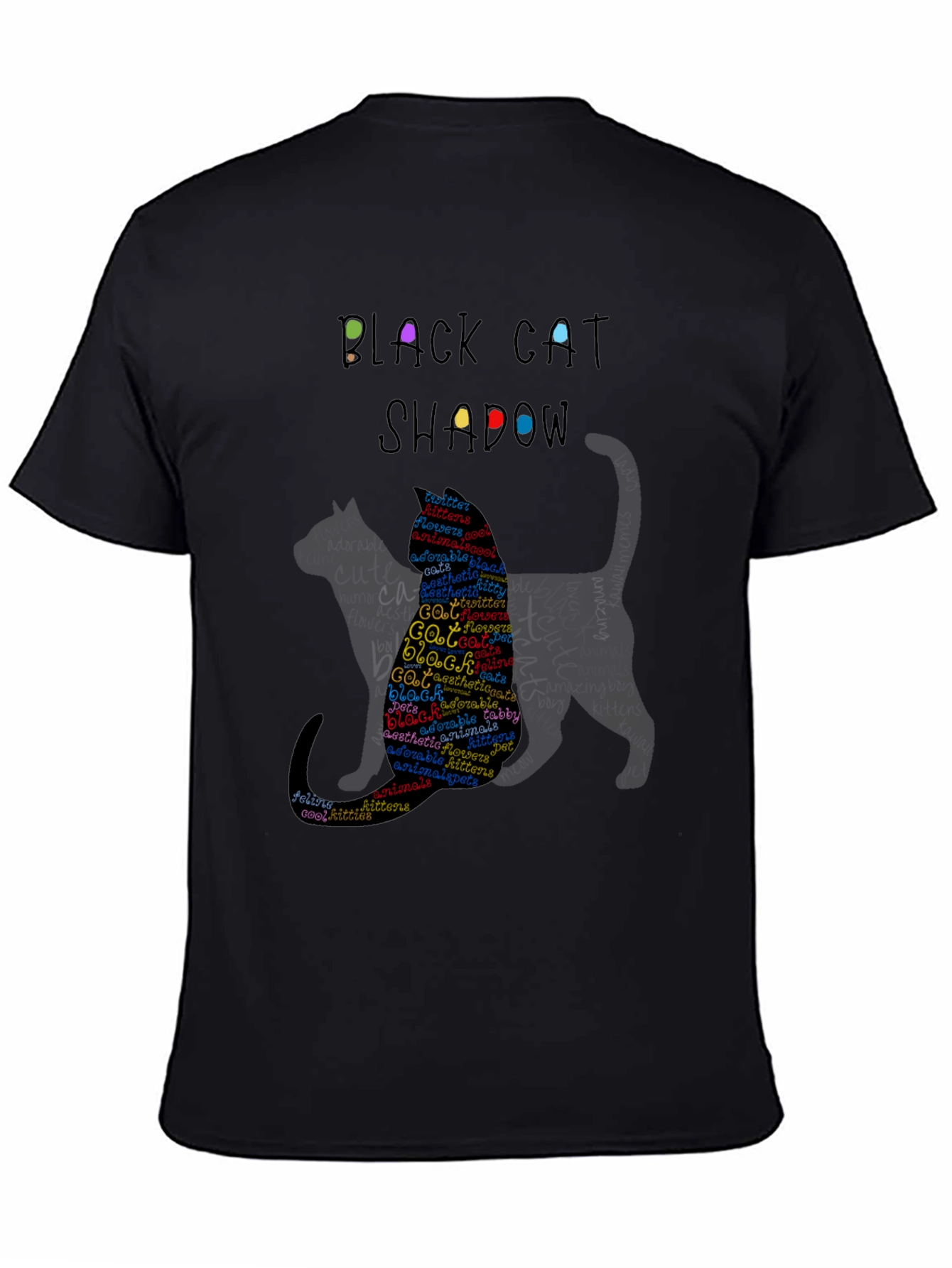 Black Cat Shadow Word Art T-Shirt