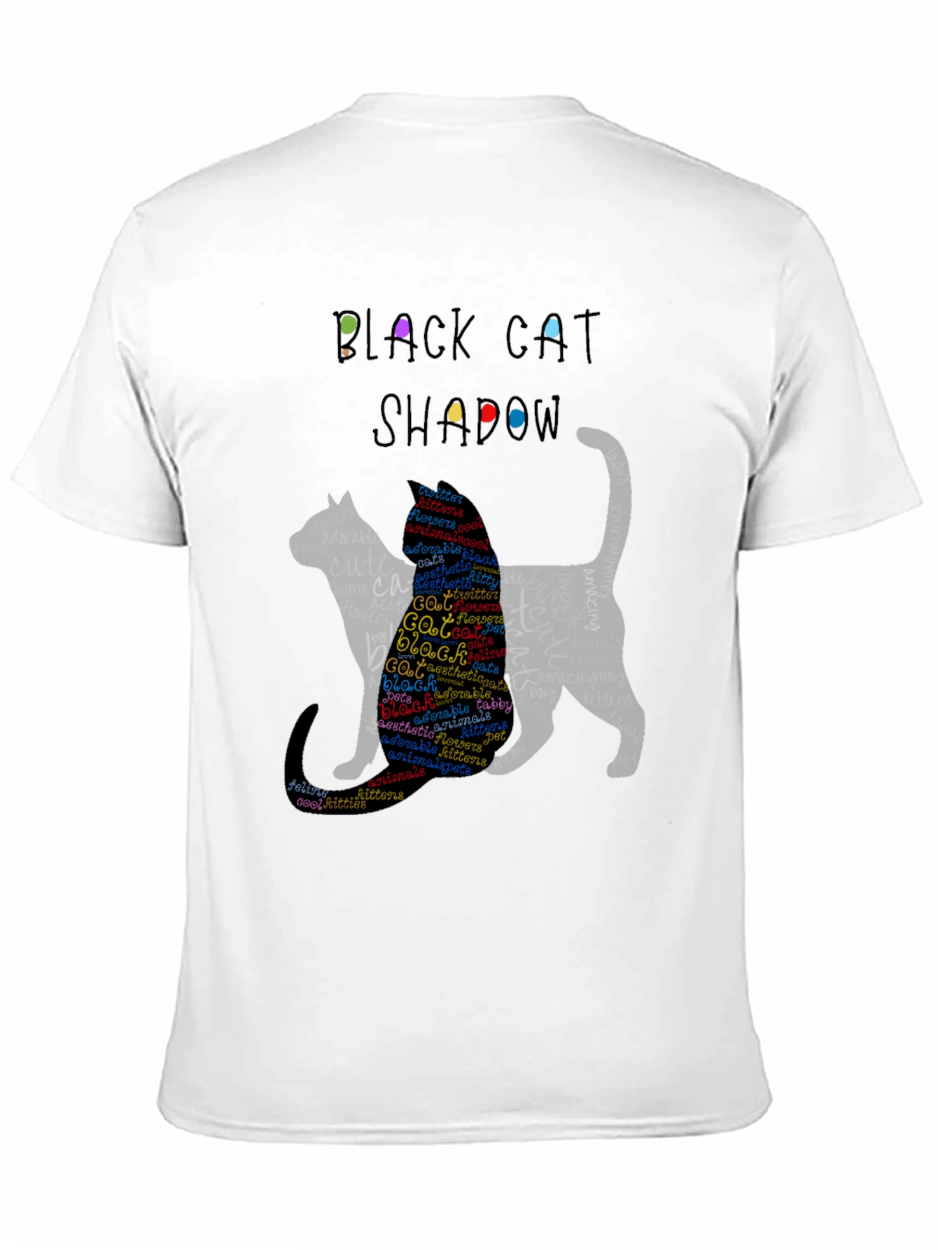 Black Cat Shadow Word Art T-Shirt