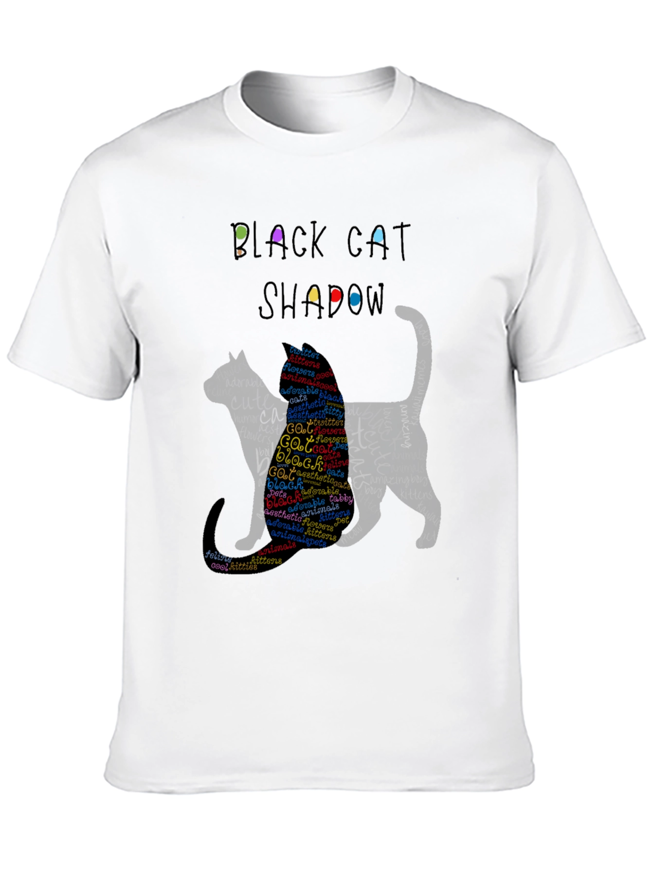 Black Cat Shadow Word Art T-Shirt