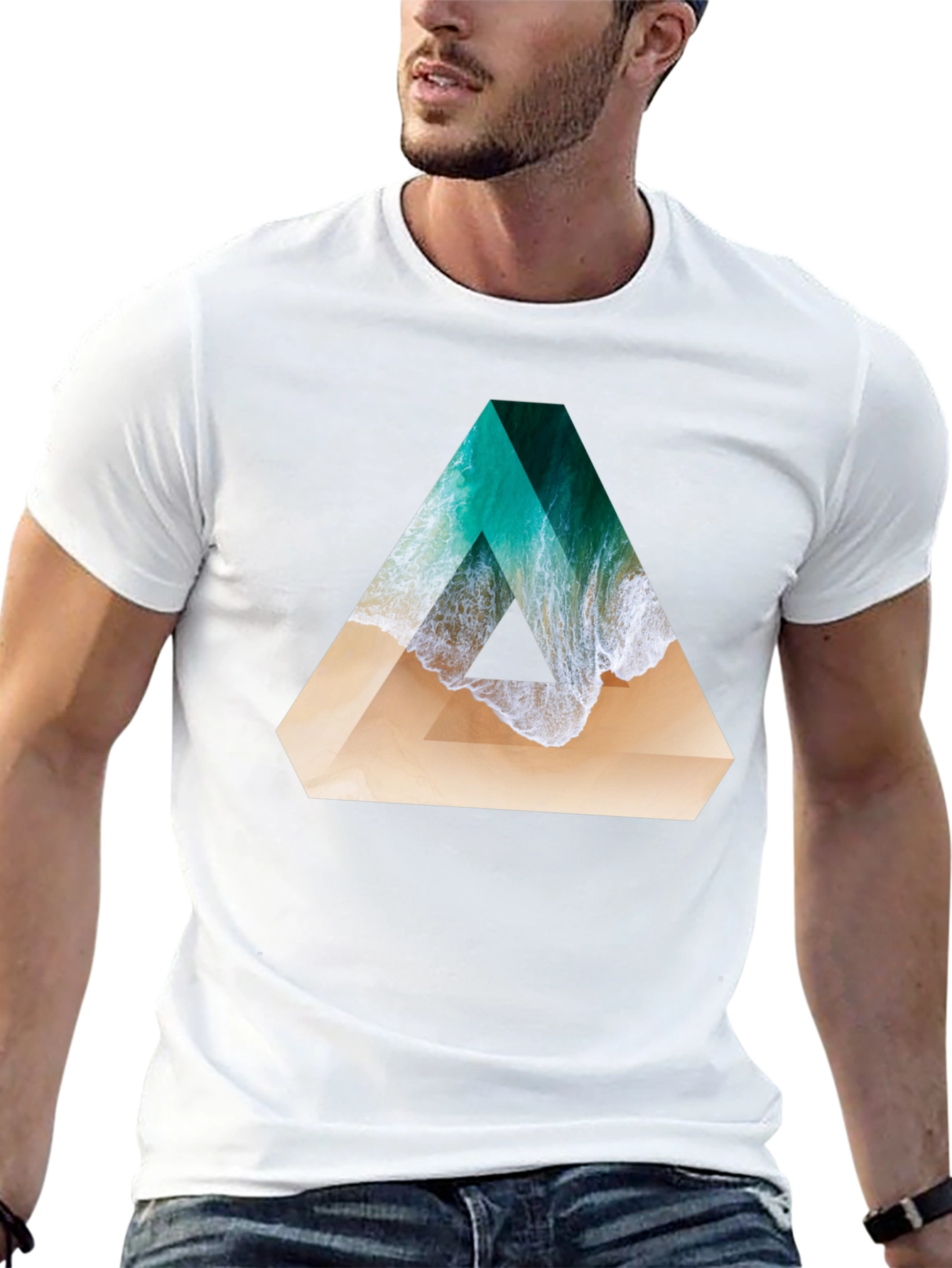 Geometric Beach Wave T-Shirt