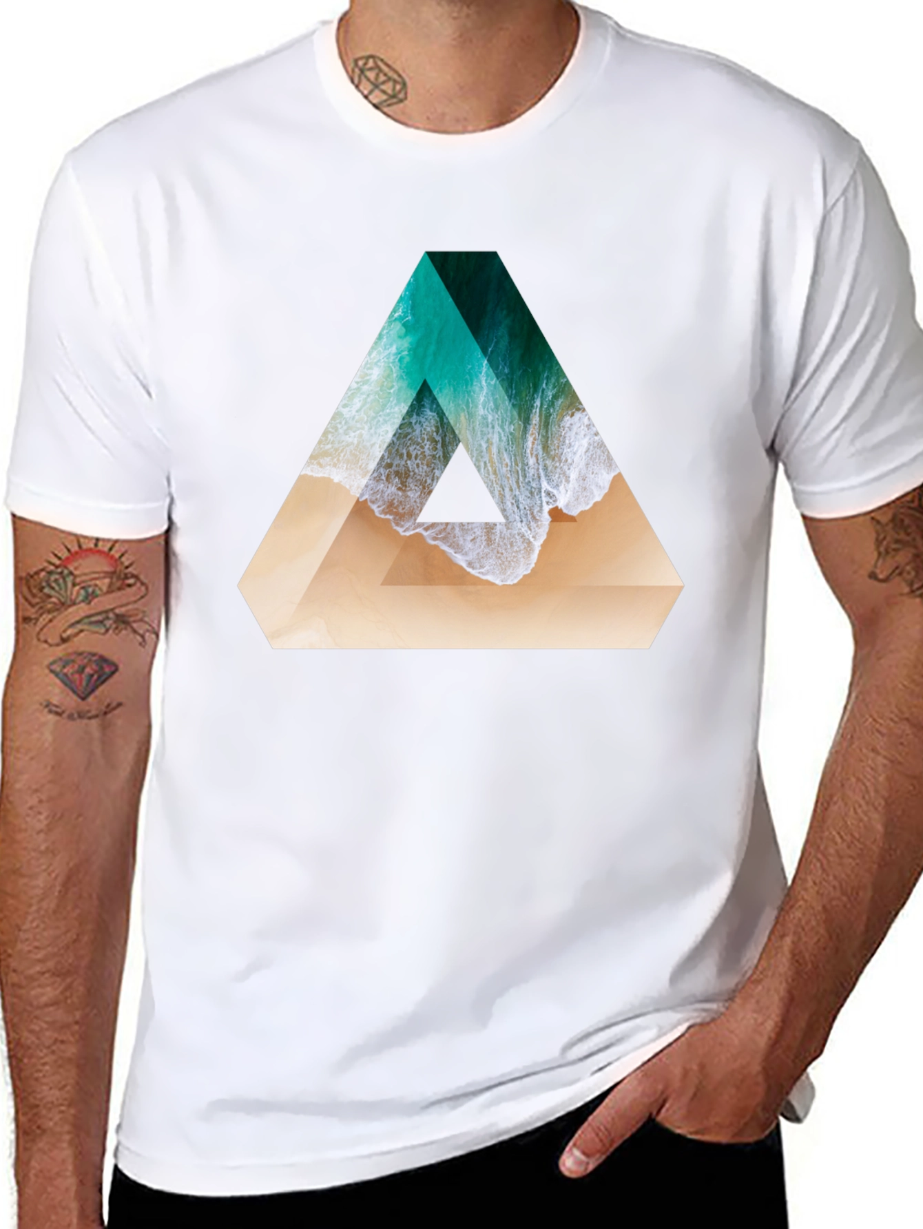 Geometric Beach Wave T-Shirt