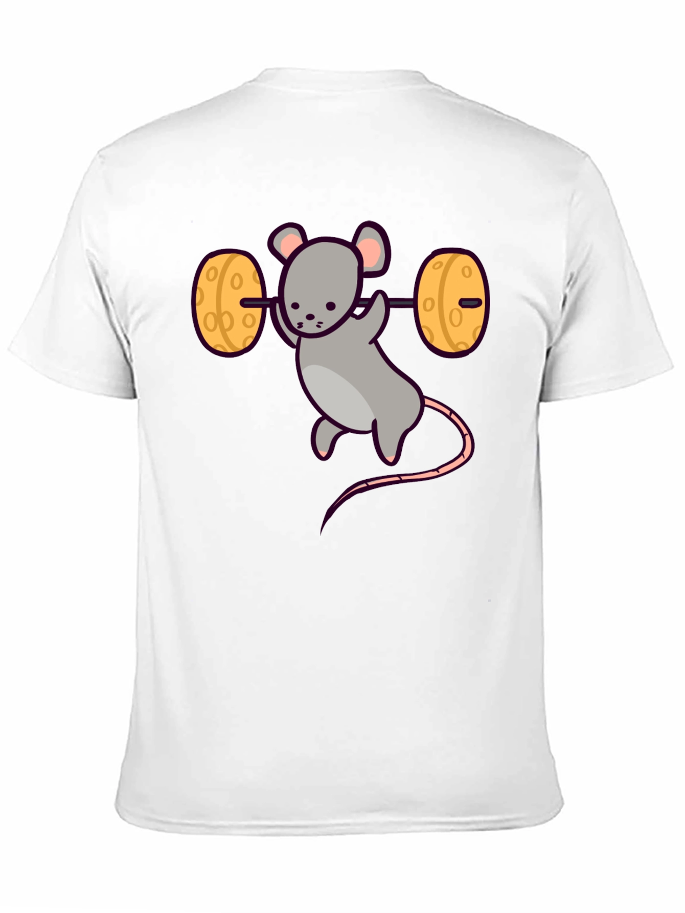 Funny Mouse Lifting Cheese Barbell Black T-Shirt