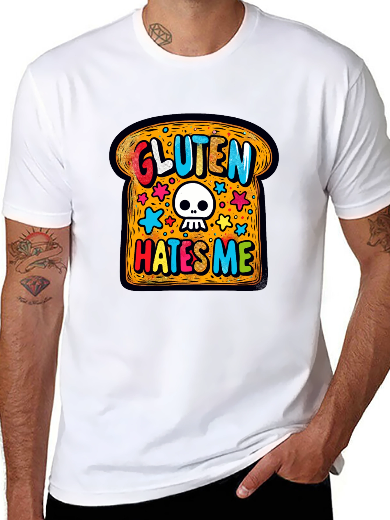 Gluten Hates Me T-Shirt - Novelty Graphic Tee