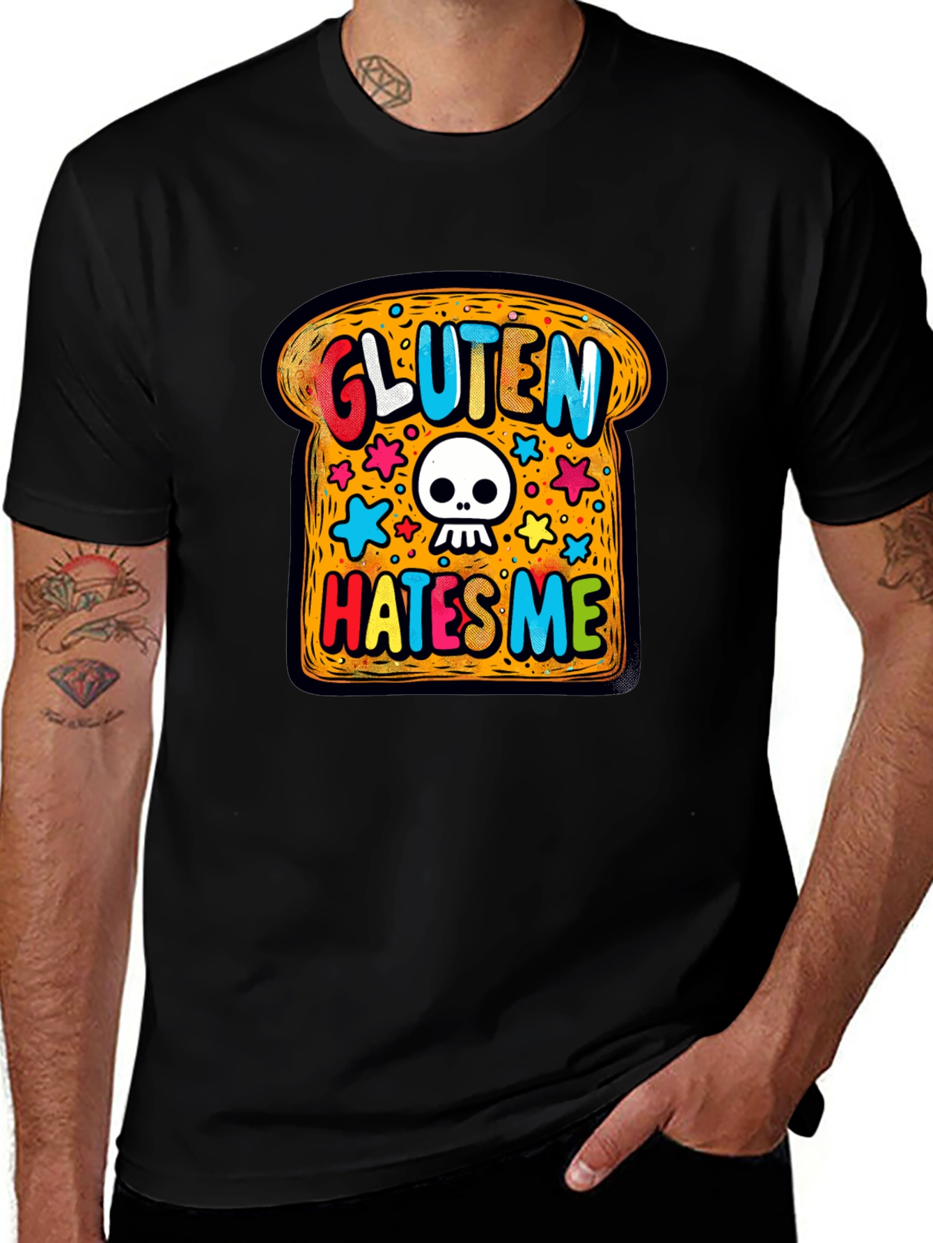 Gluten Hates Me T-Shirt - Novelty Graphic Tee