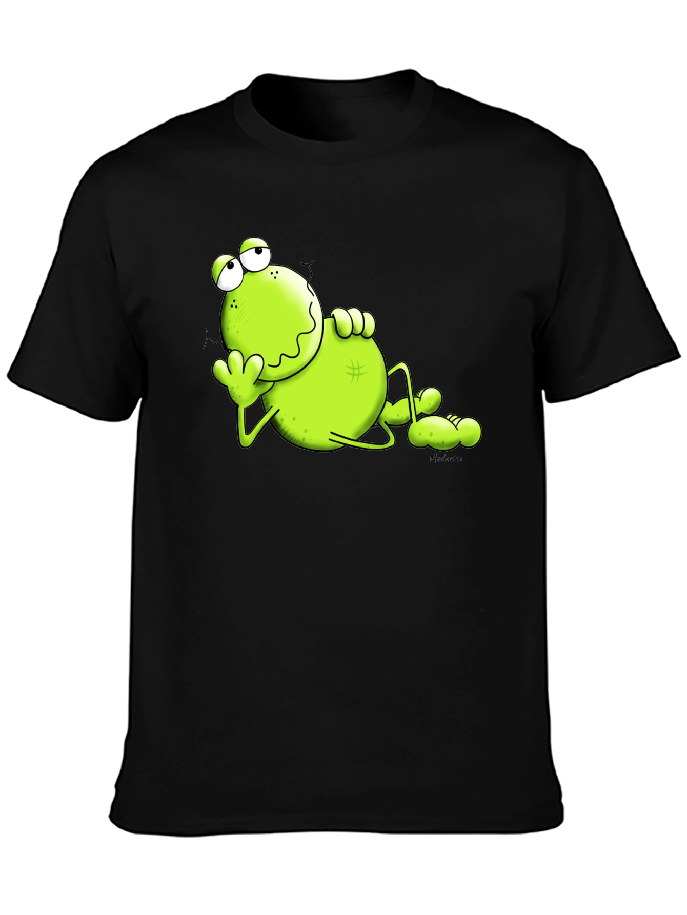 Lazy Frog Graphic Tee - Comfy Black T-Shirt