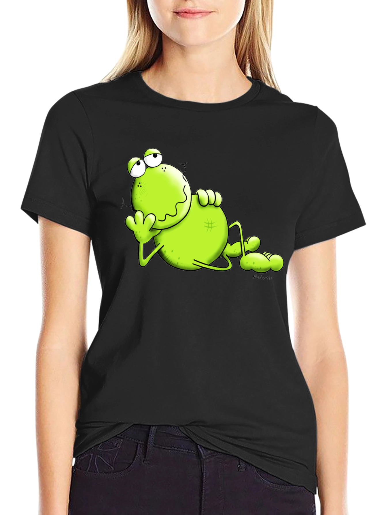 Lazy Frog Graphic Tee - Comfy Black T-Shirt