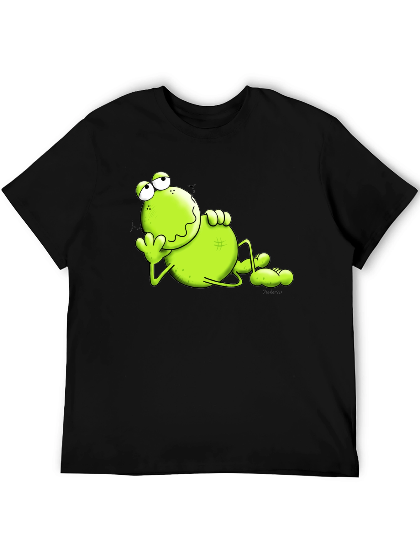 Lazy Frog Graphic Tee - Comfy Black T-Shirt