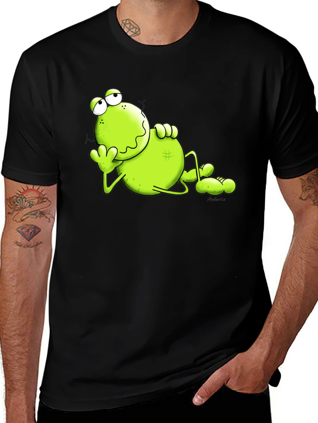 Lazy Frog Graphic Tee - Comfy Black T-Shirt