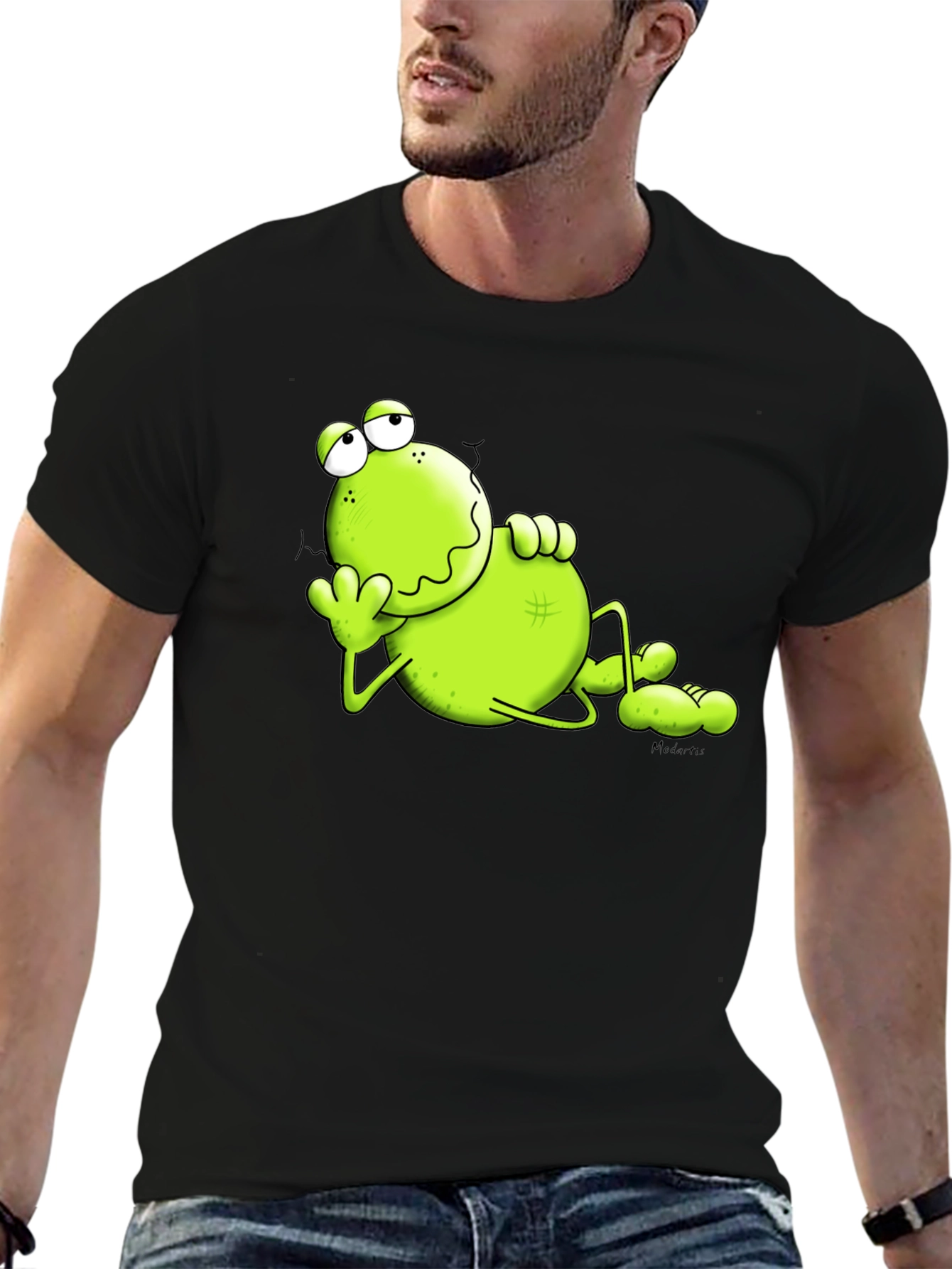 Lazy Frog Graphic Tee - Comfy Black T-Shirt