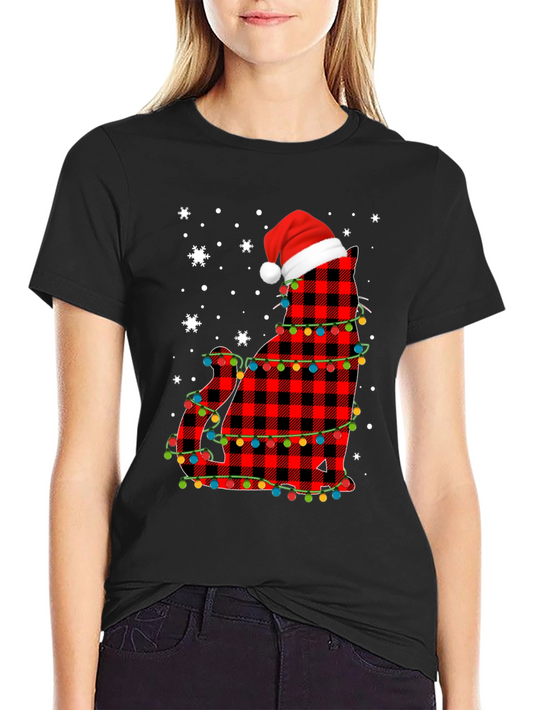 Festive Cat Christmas Lights T-Shirt
