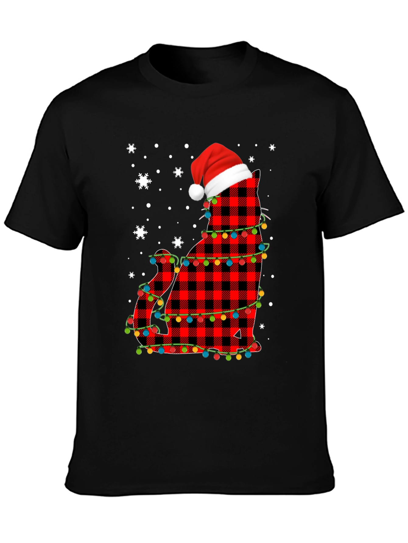 Festive Cat Christmas Lights T-Shirt