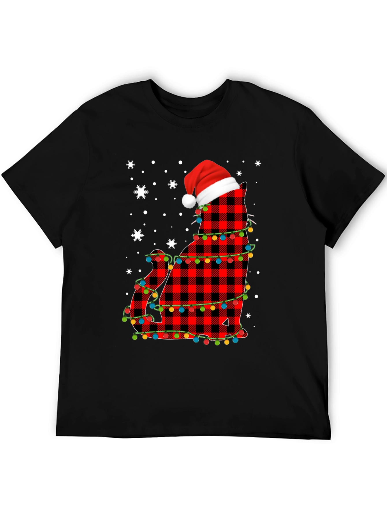 Festive Cat Christmas Lights T-Shirt