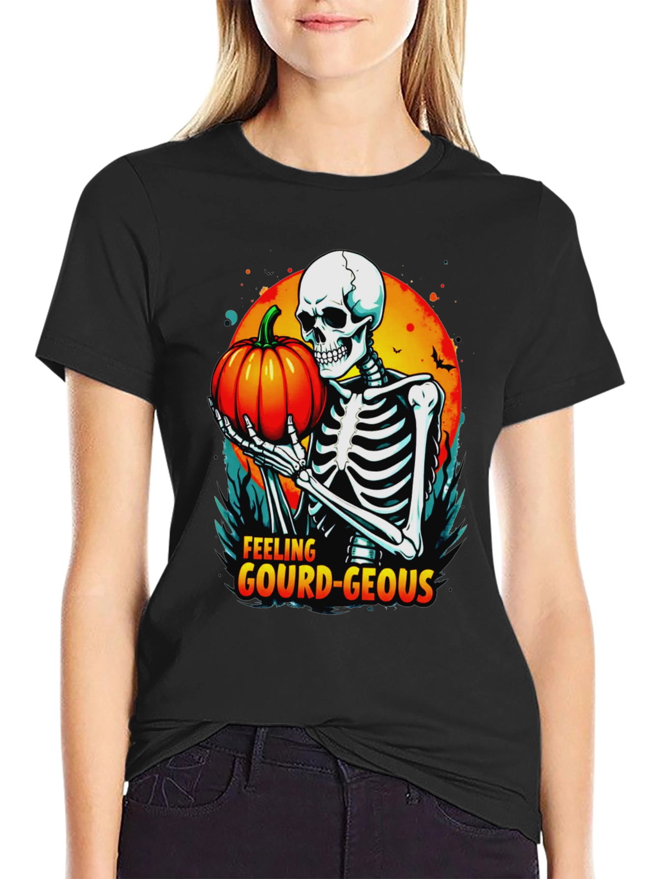 Feeling Gourd-Geous Halloween Skeleton T-Shirt