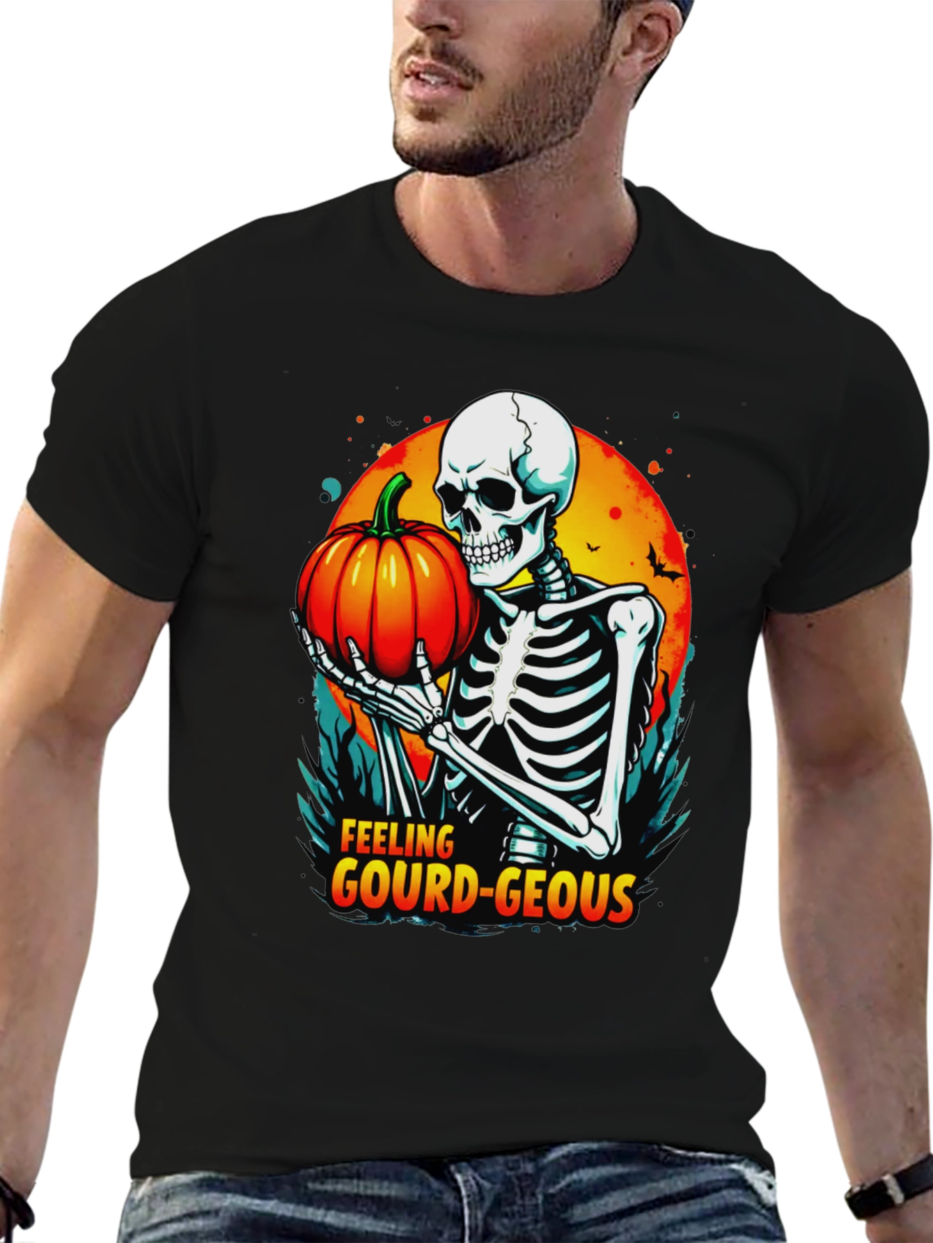 Feeling Gourd-Geous Halloween Skeleton T-Shirt