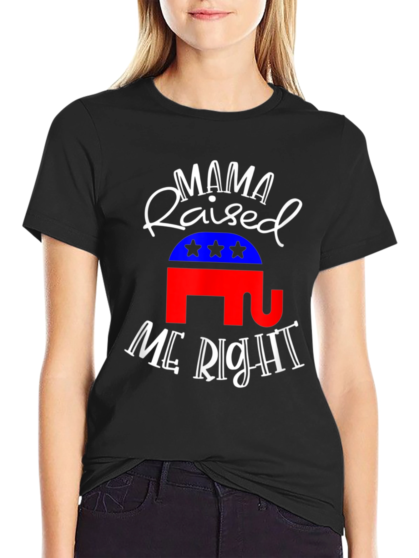 Mama Raised Me Right Republican T-Shirt