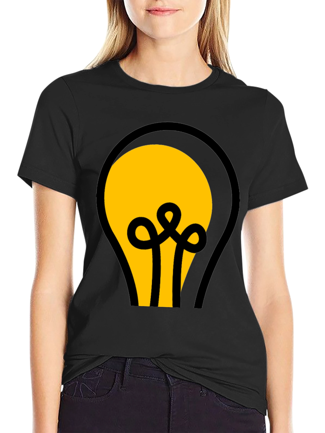 Black T-Shirt with Light Bulb Graphic