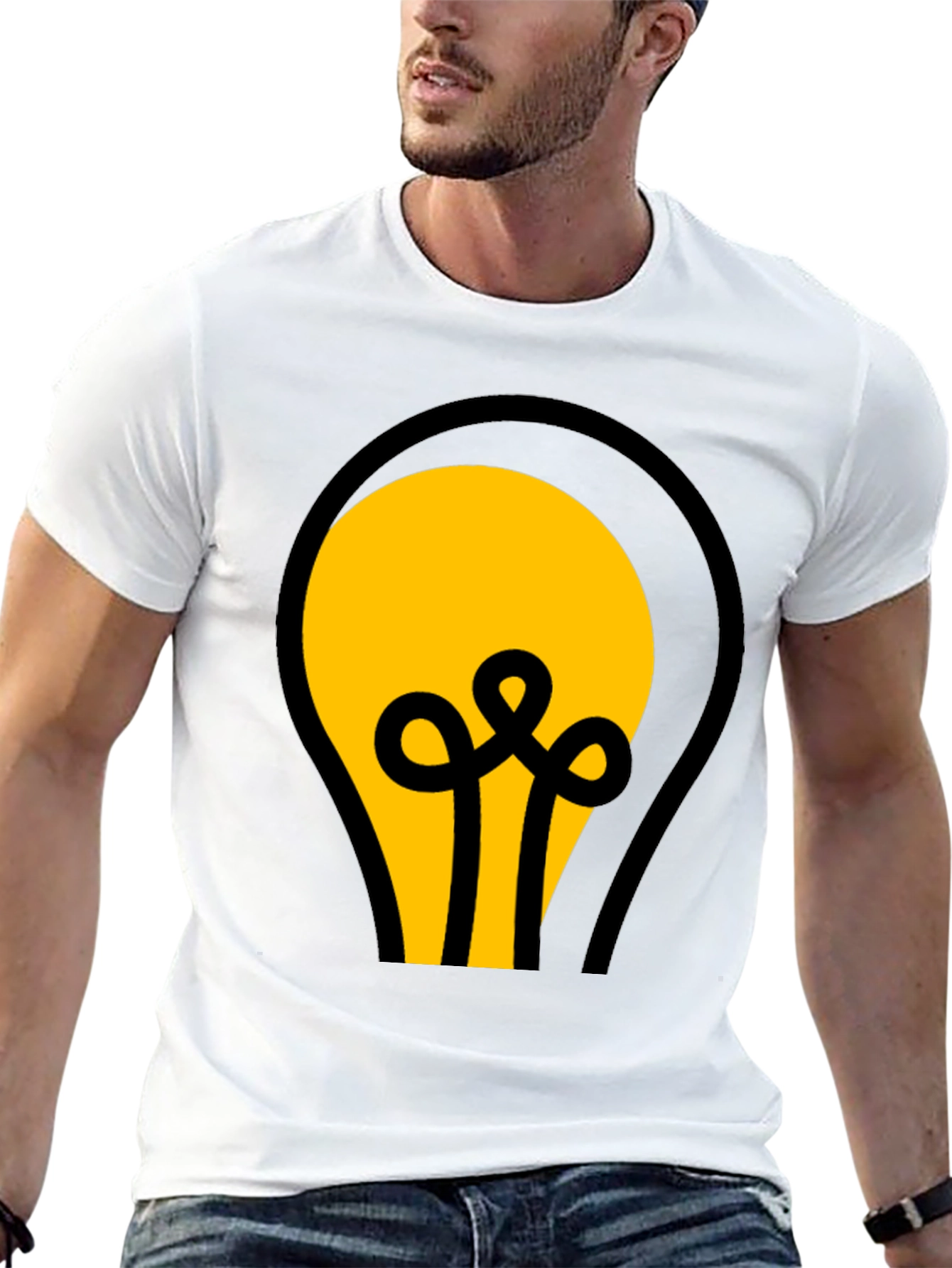 Black T-Shirt with Light Bulb Graphic