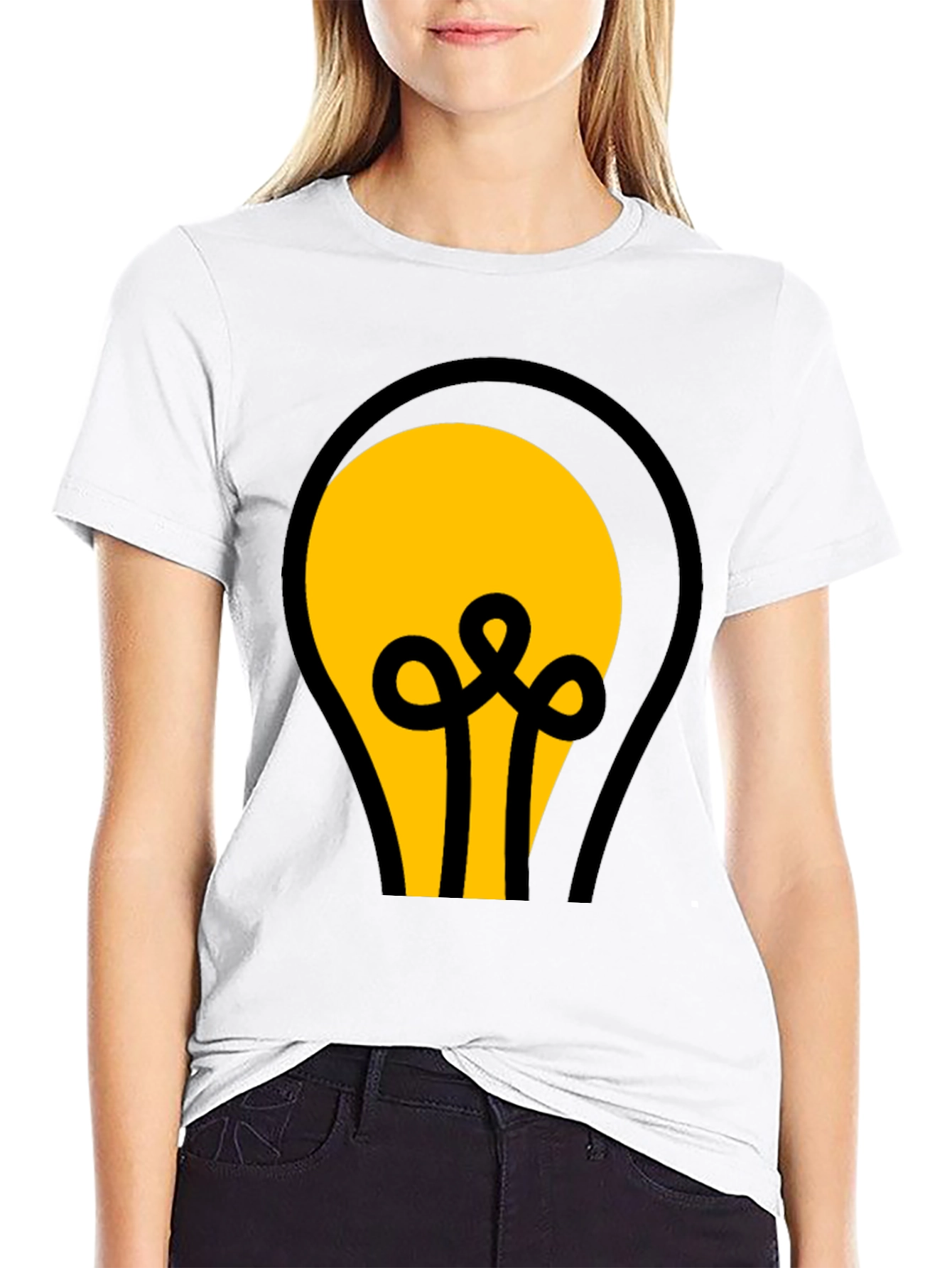 Black T-Shirt with Light Bulb Graphic
