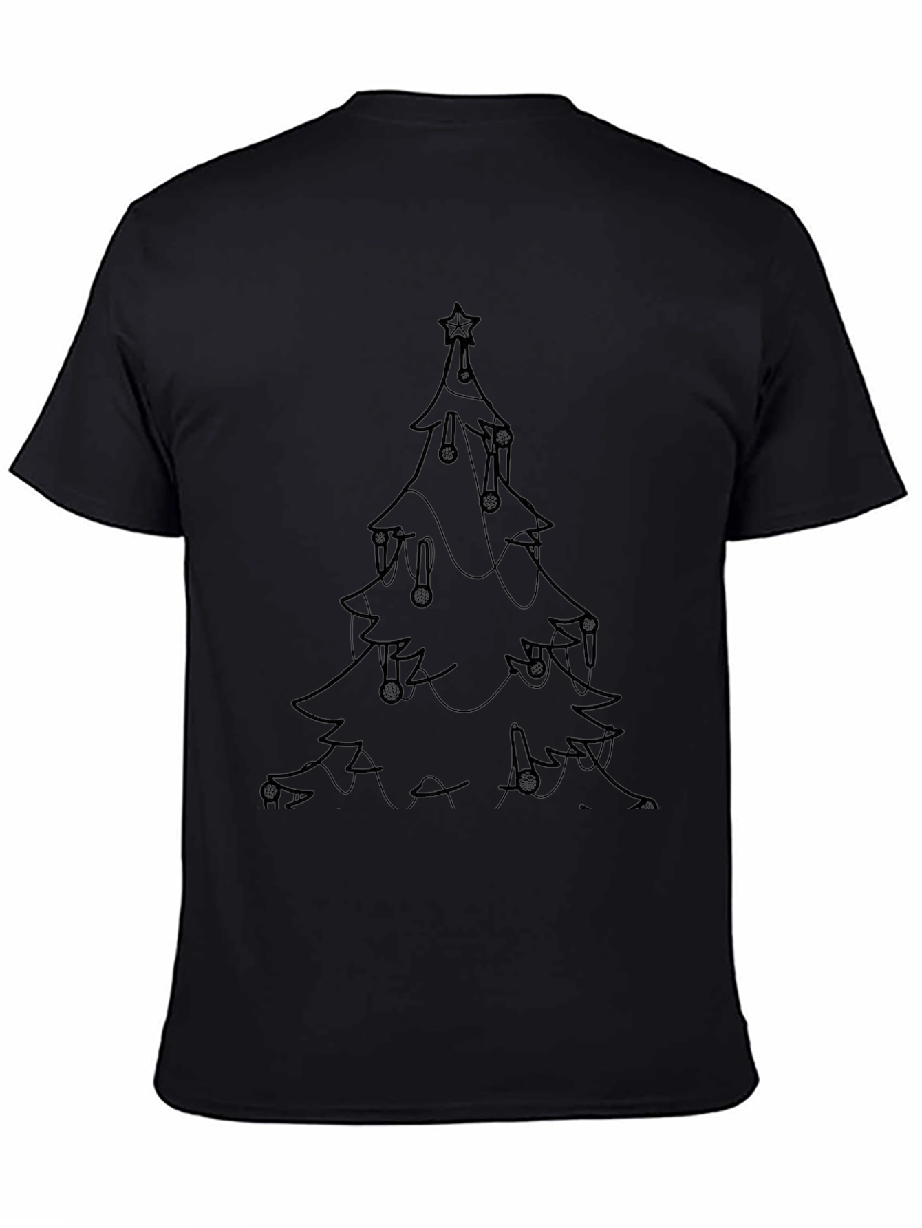 Christmas Tree Graphic Tee - Black Holiday Shirt