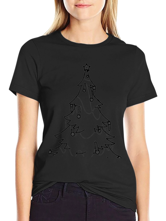 Christmas Tree Graphic Tee - Black Holiday Shirt