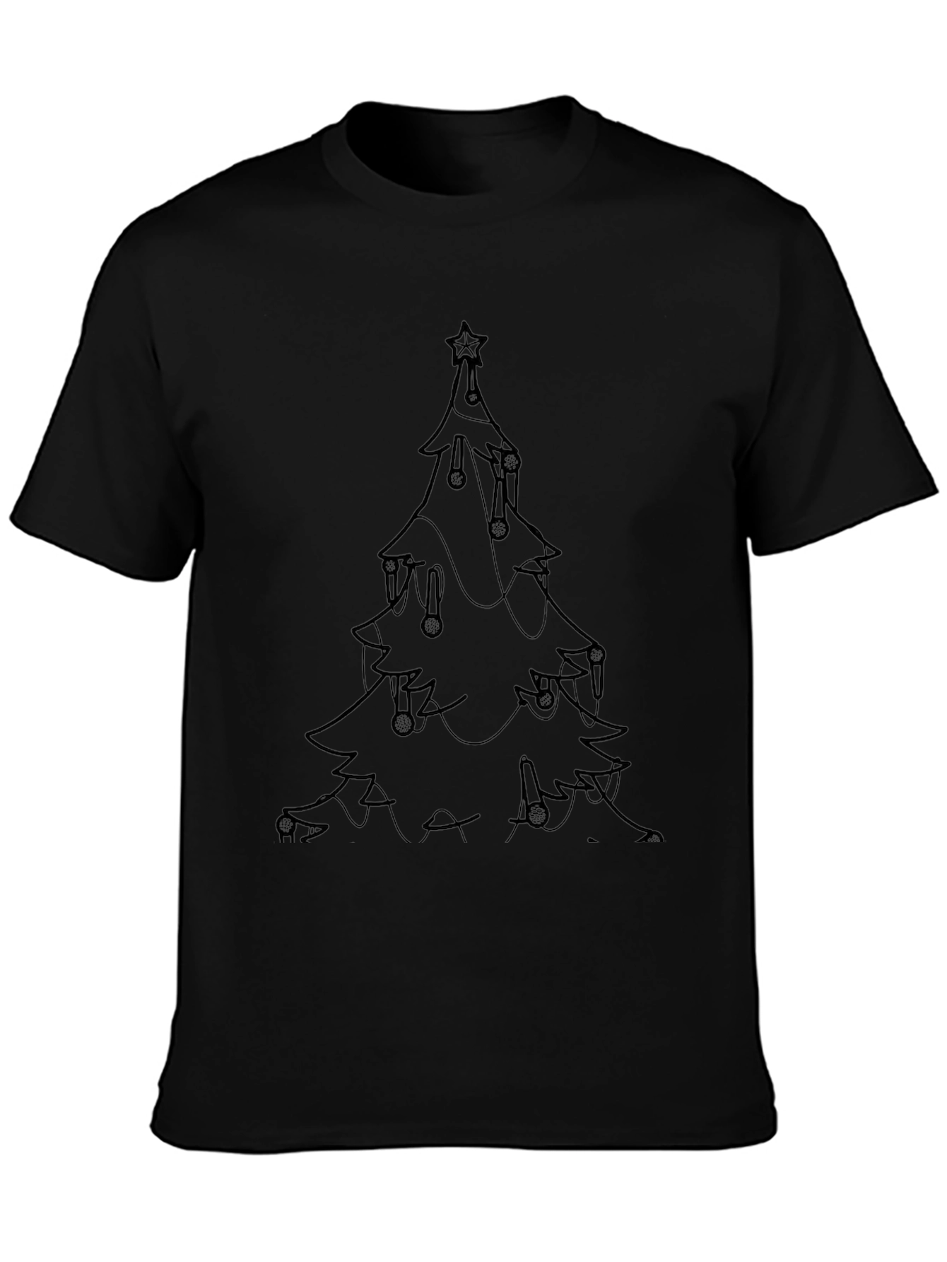 Christmas Tree Graphic Tee - Black Holiday Shirt