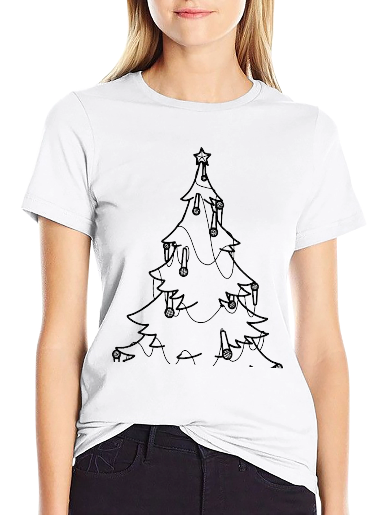 Christmas Tree Graphic Tee - Black Holiday Shirt