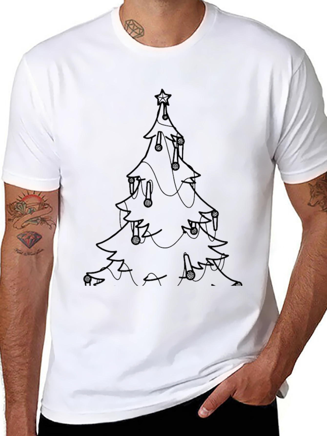 Christmas Tree Graphic Tee - Black Holiday Shirt