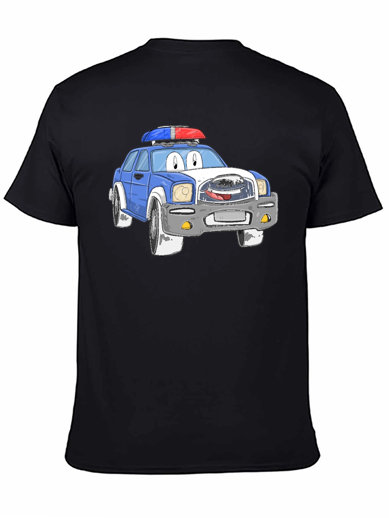 Cartoon Police Car Graphic T-Shirt