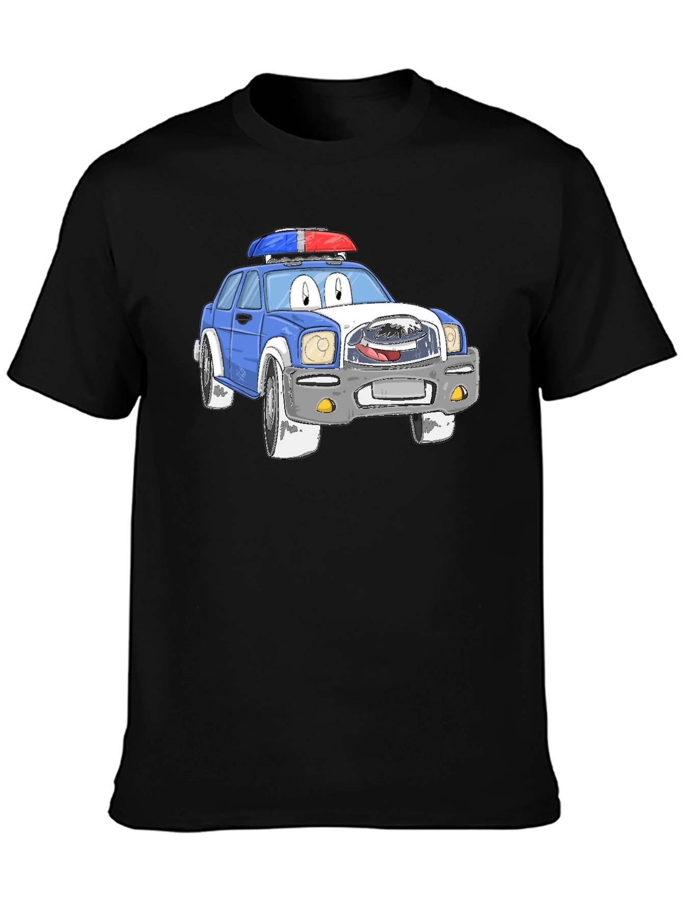 Cartoon Police Car Graphic T-Shirt