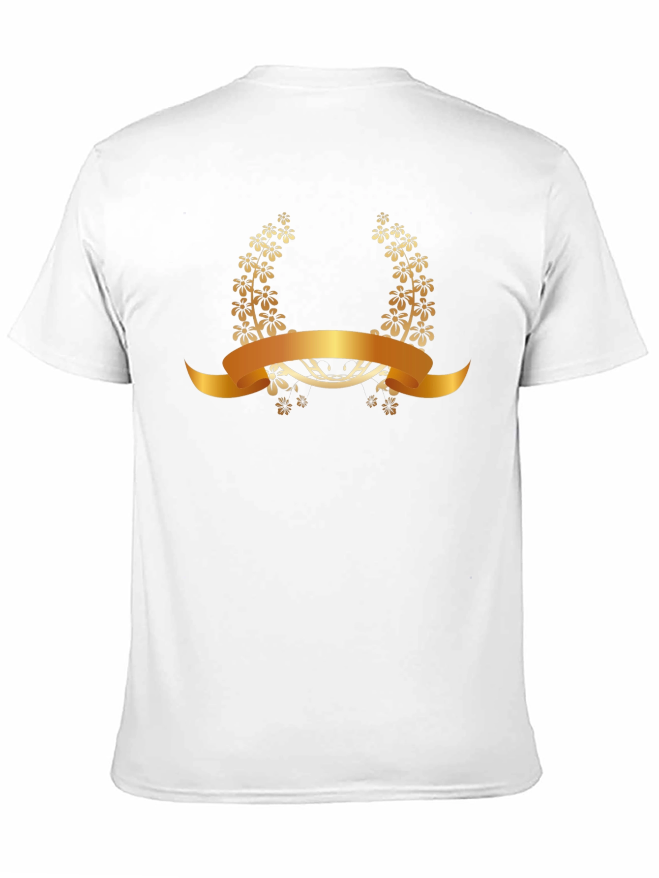 Elegant Floral Laurel Wreath Black T-Shirt