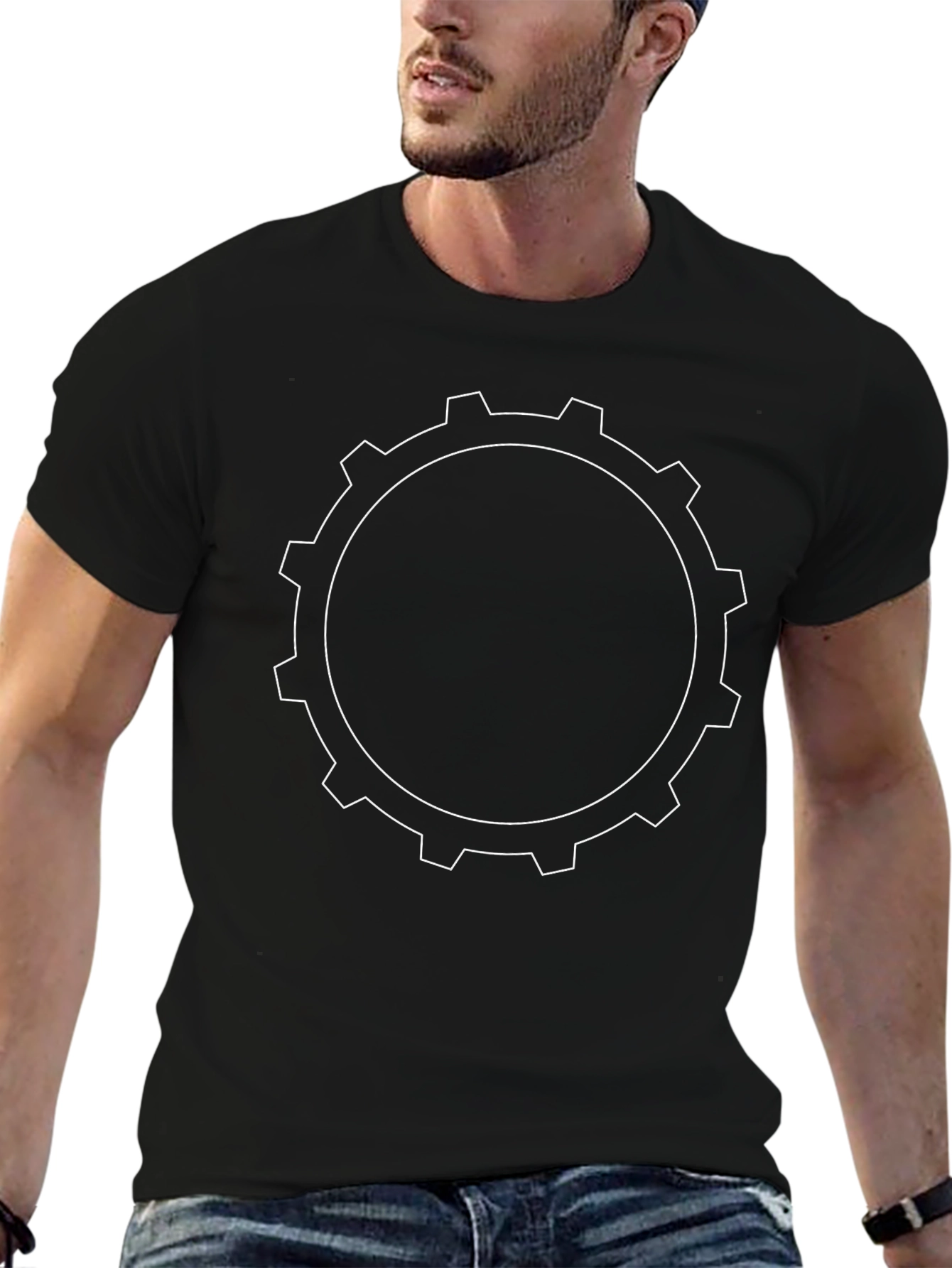 Gear Graphic Black T-Shirt - Mechanical Style