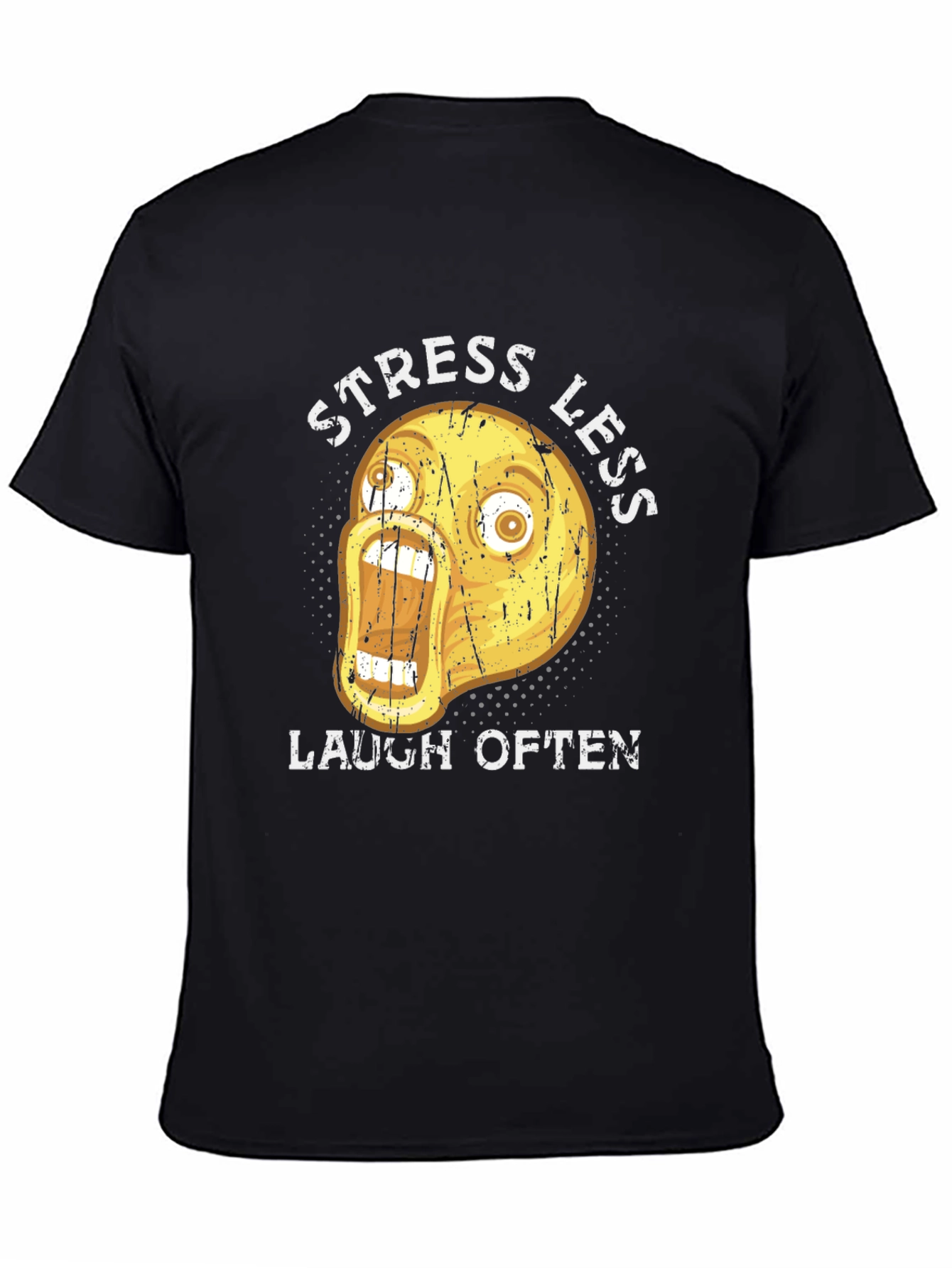 Funny Emoji Graphic T-Shirt - Stress Less Laugh Often
