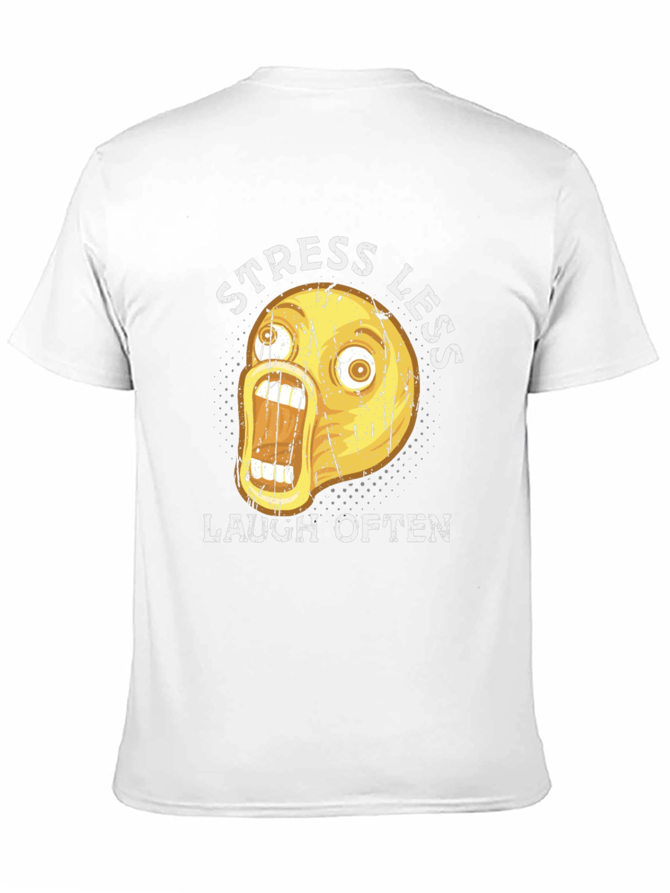 Funny Emoji Graphic T-Shirt - Stress Less Laugh Often