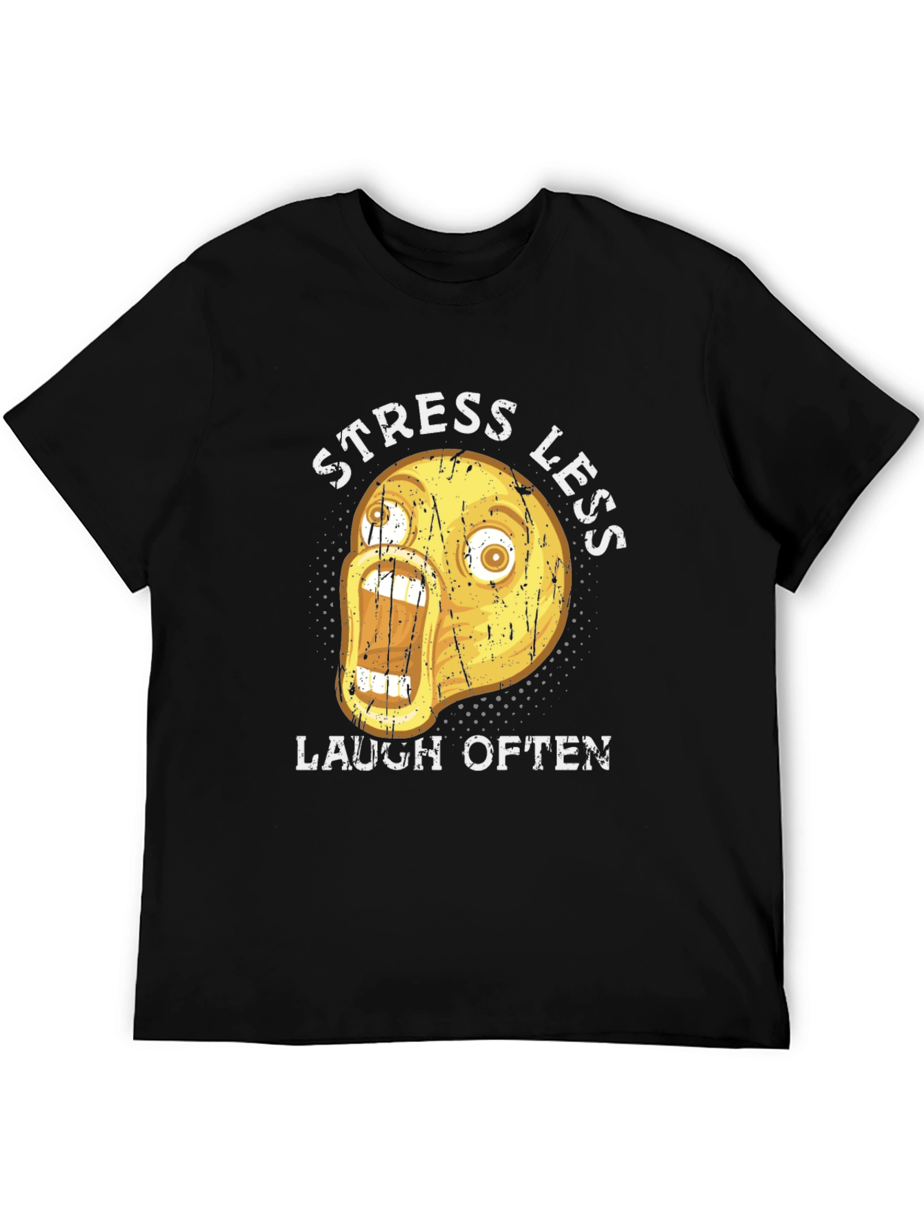 Funny Emoji Graphic T-Shirt - Stress Less Laugh Often