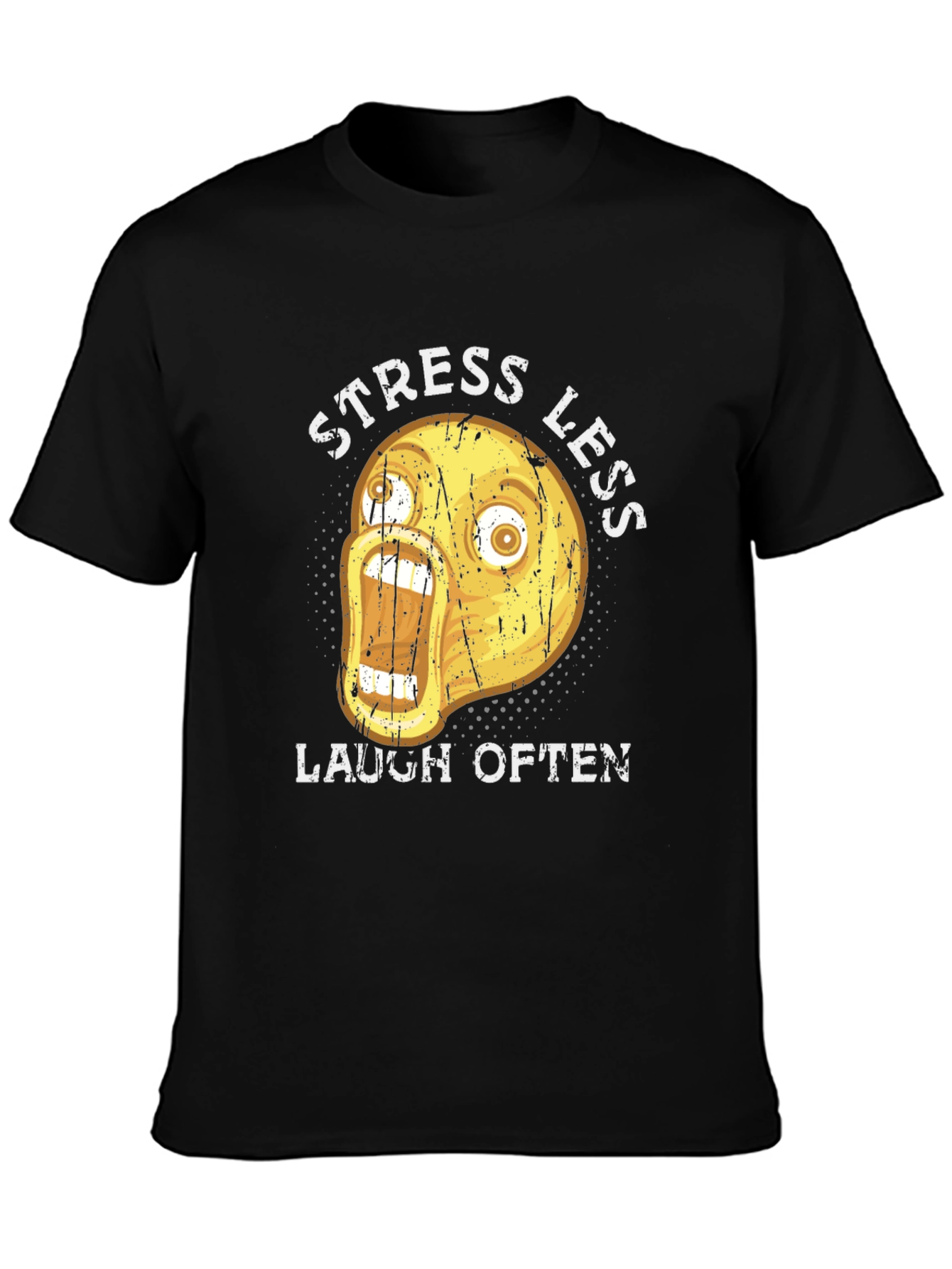 Funny Emoji Graphic T-Shirt - Stress Less Laugh Often