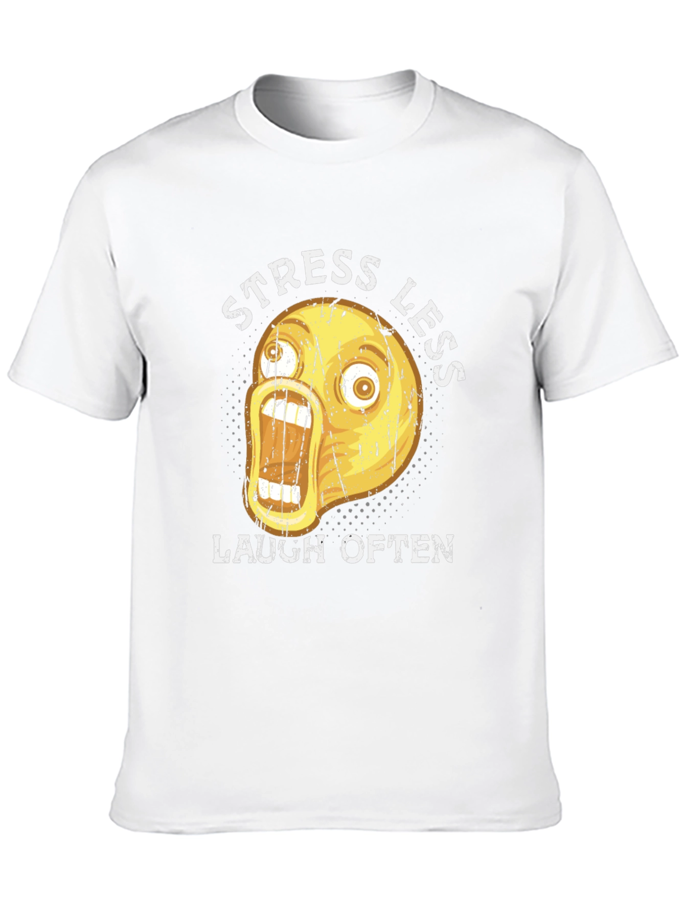 Funny Emoji Graphic T-Shirt - Stress Less Laugh Often