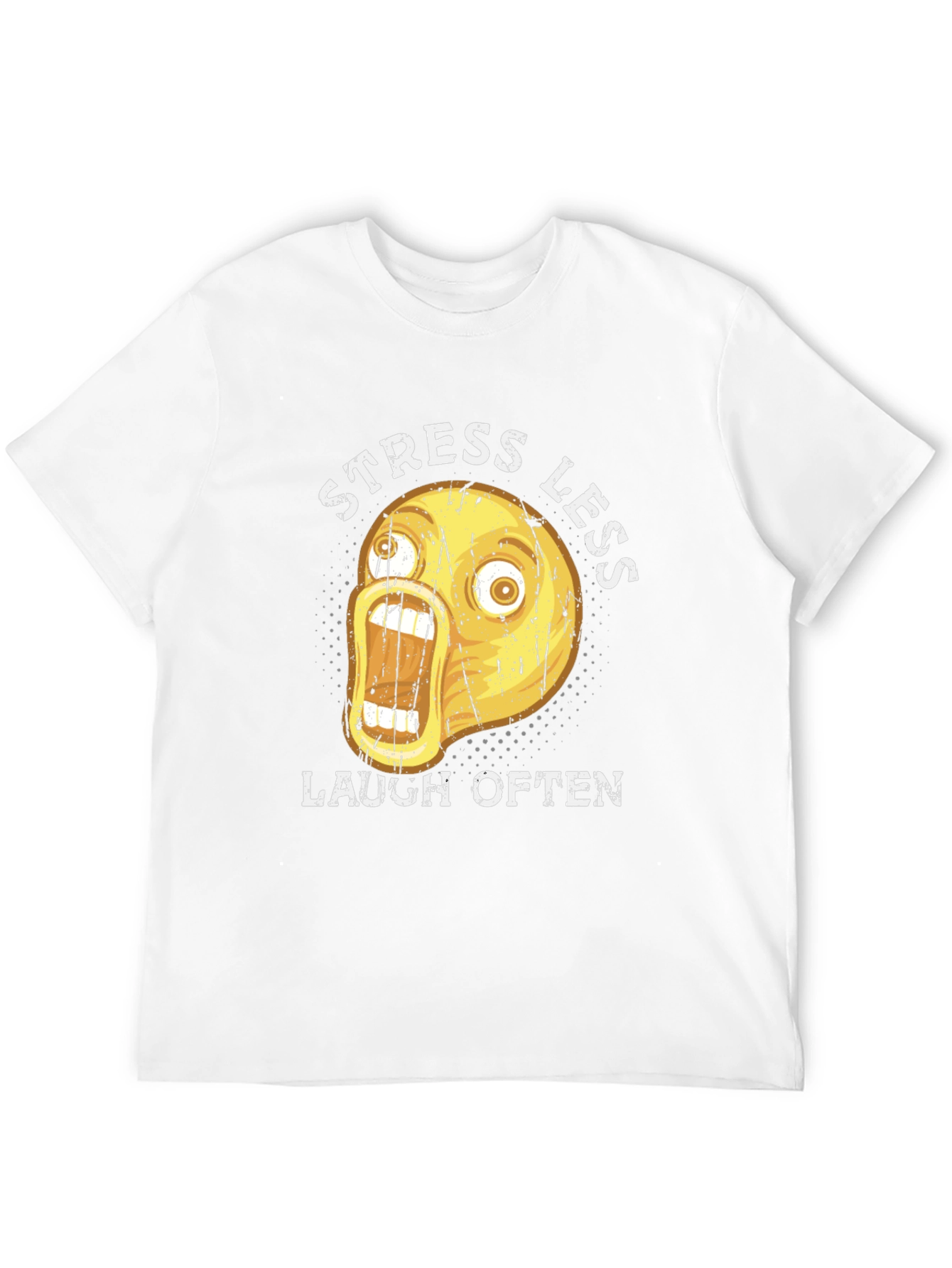 Funny Emoji Graphic T-Shirt - Stress Less Laugh Often