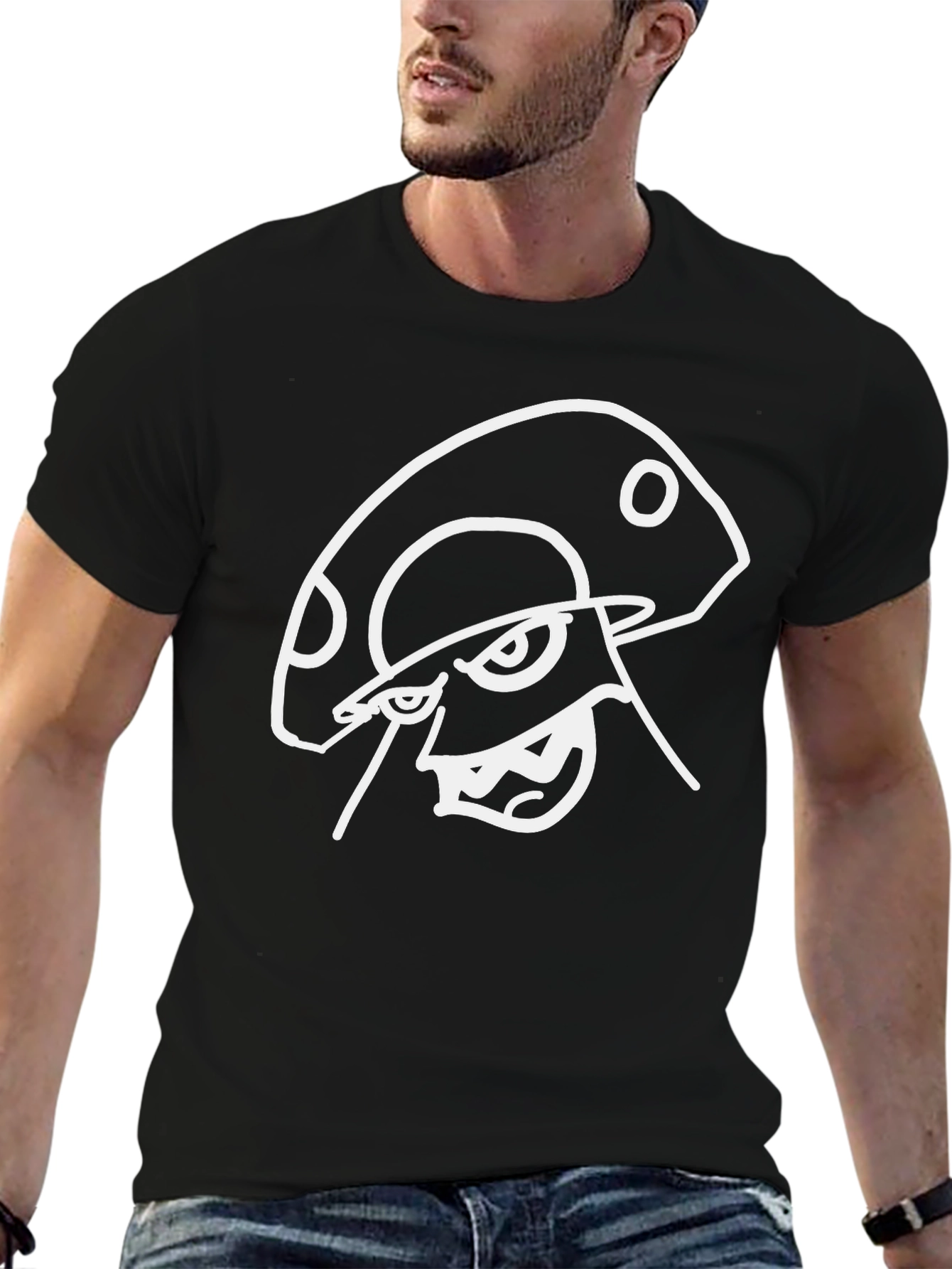 Cool Black T-Shirt with Mushroom Design