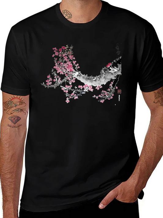 Blossom Branch Graphic Black Tee