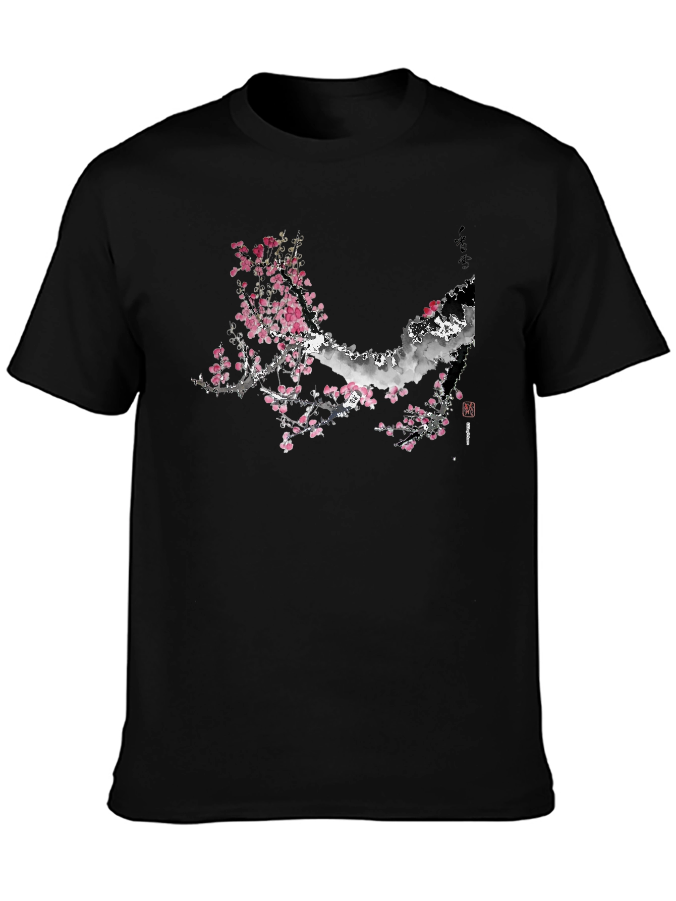 Blossom Branch Graphic Black Tee