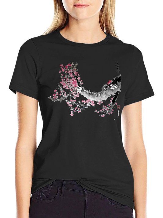 Blossom Branch Graphic Black Tee